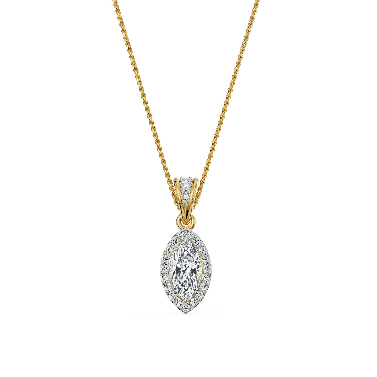 0.5 CT Marquise Halo Diamond Pendant for her