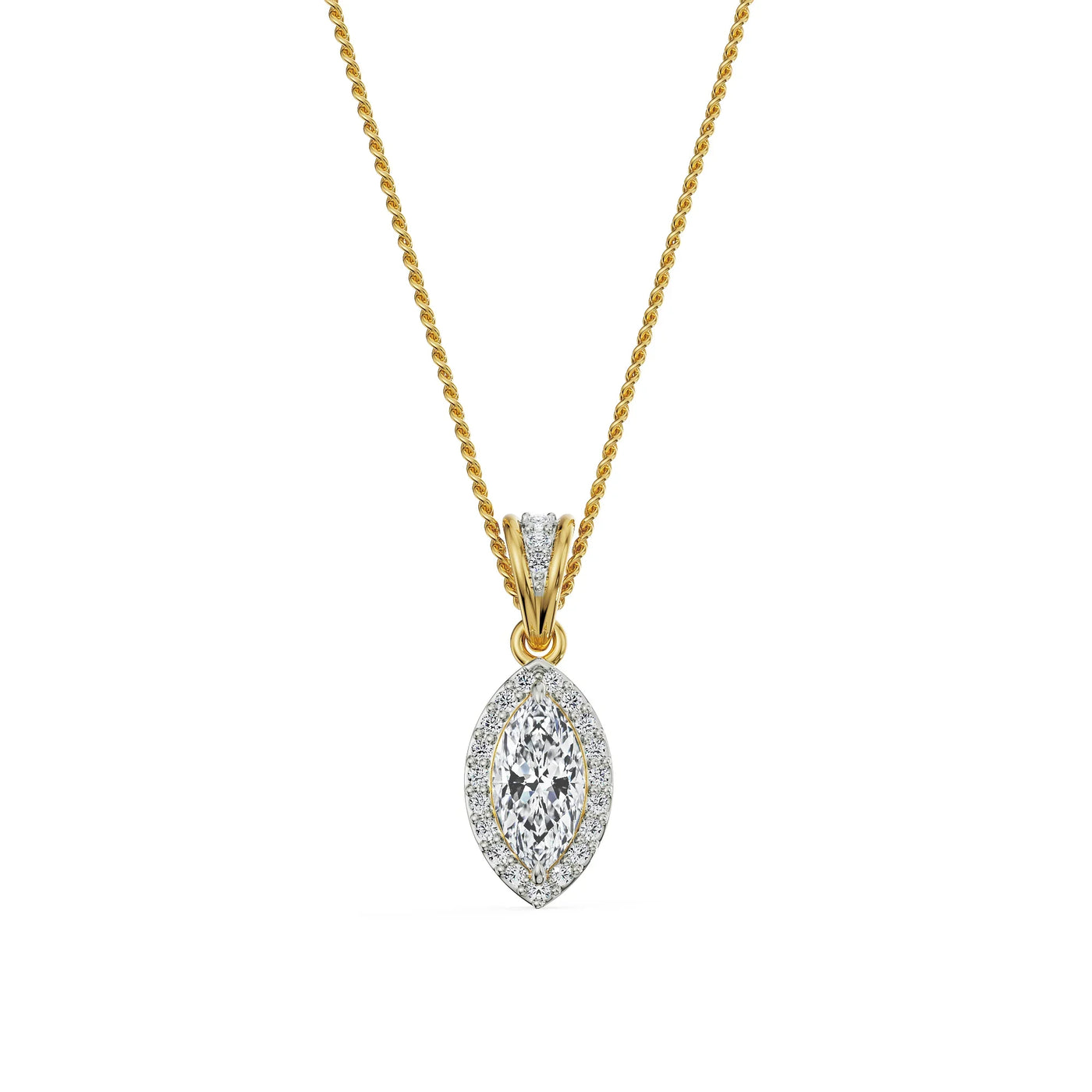 0.5 CT Marquise Halo Lab Diamond Pendant 9KT