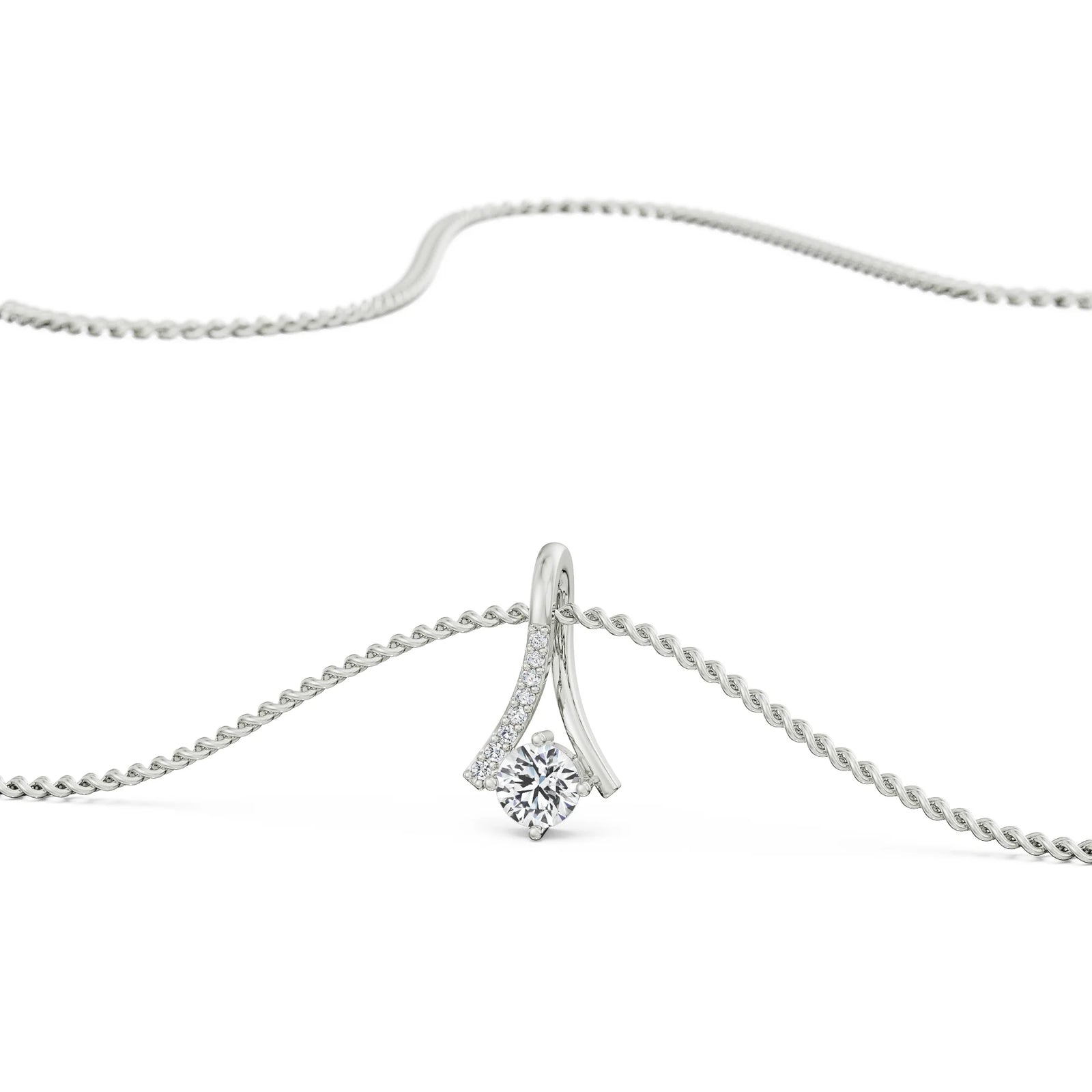 Inverted V Diamond Pendant Fornt View
