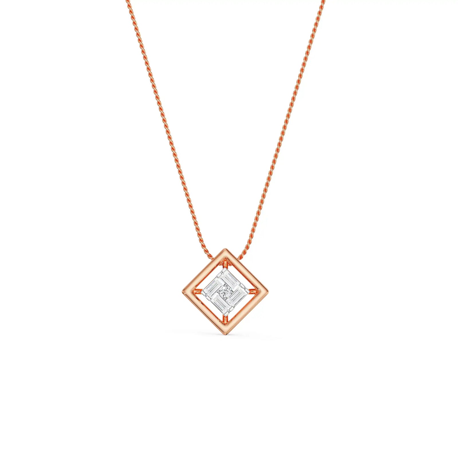 Geometric Allure Diamond Pendant Front view