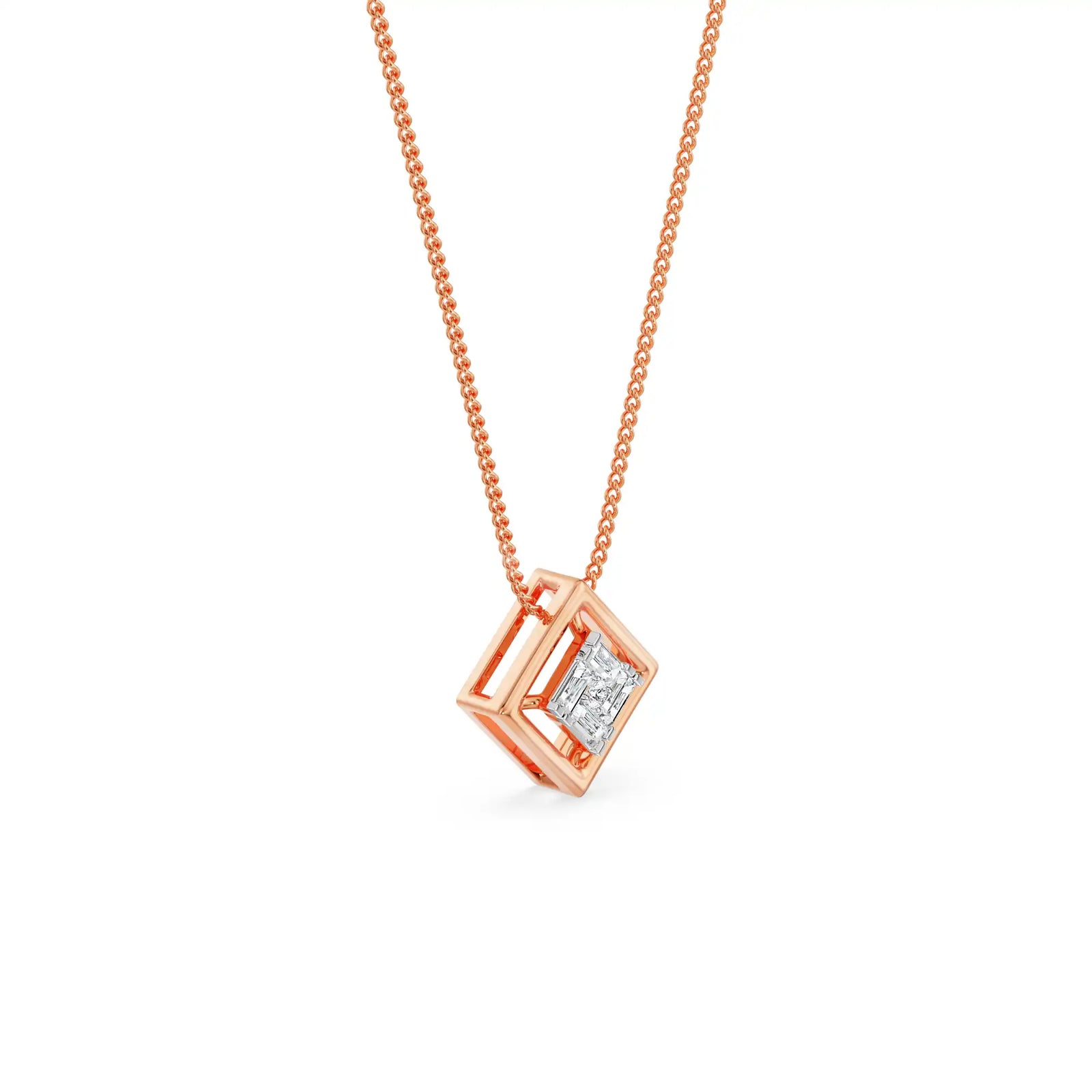 Geometric Allure Diamond Pendant Left view