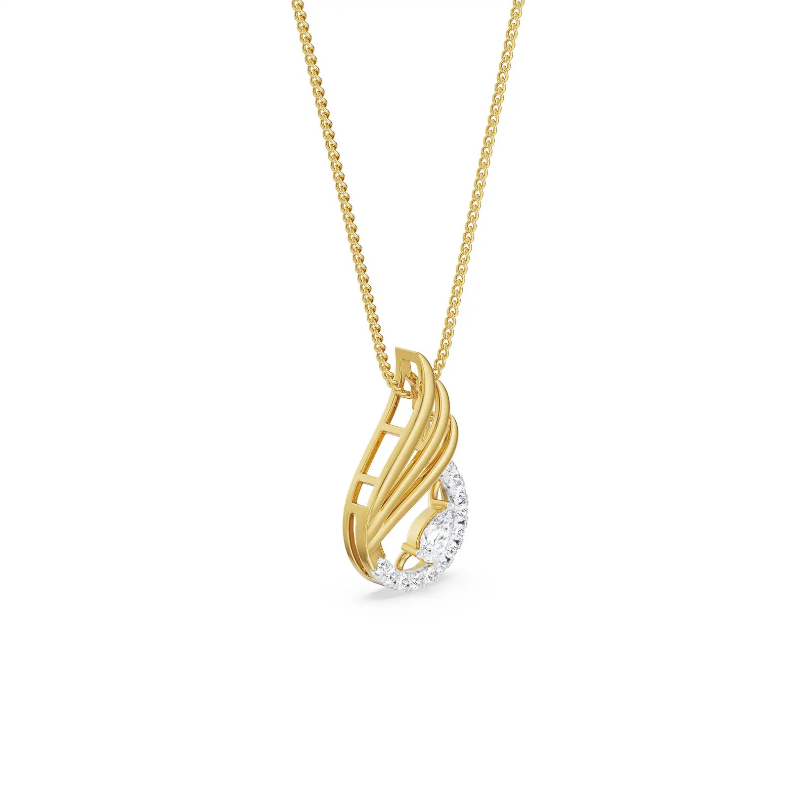 Pear Swan Diamond Pendant left view