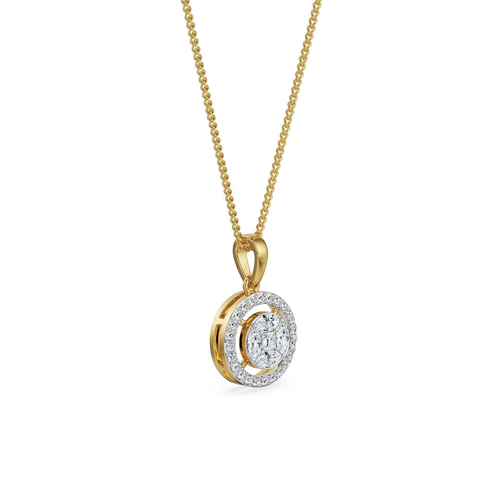 Geometric Glistening Diamond Pendant left view