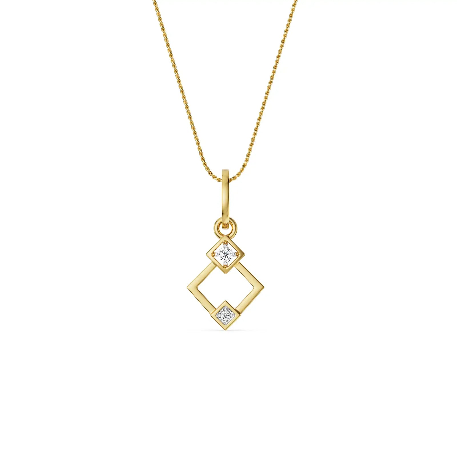 Geometric Glistening Diamond Pendant right view