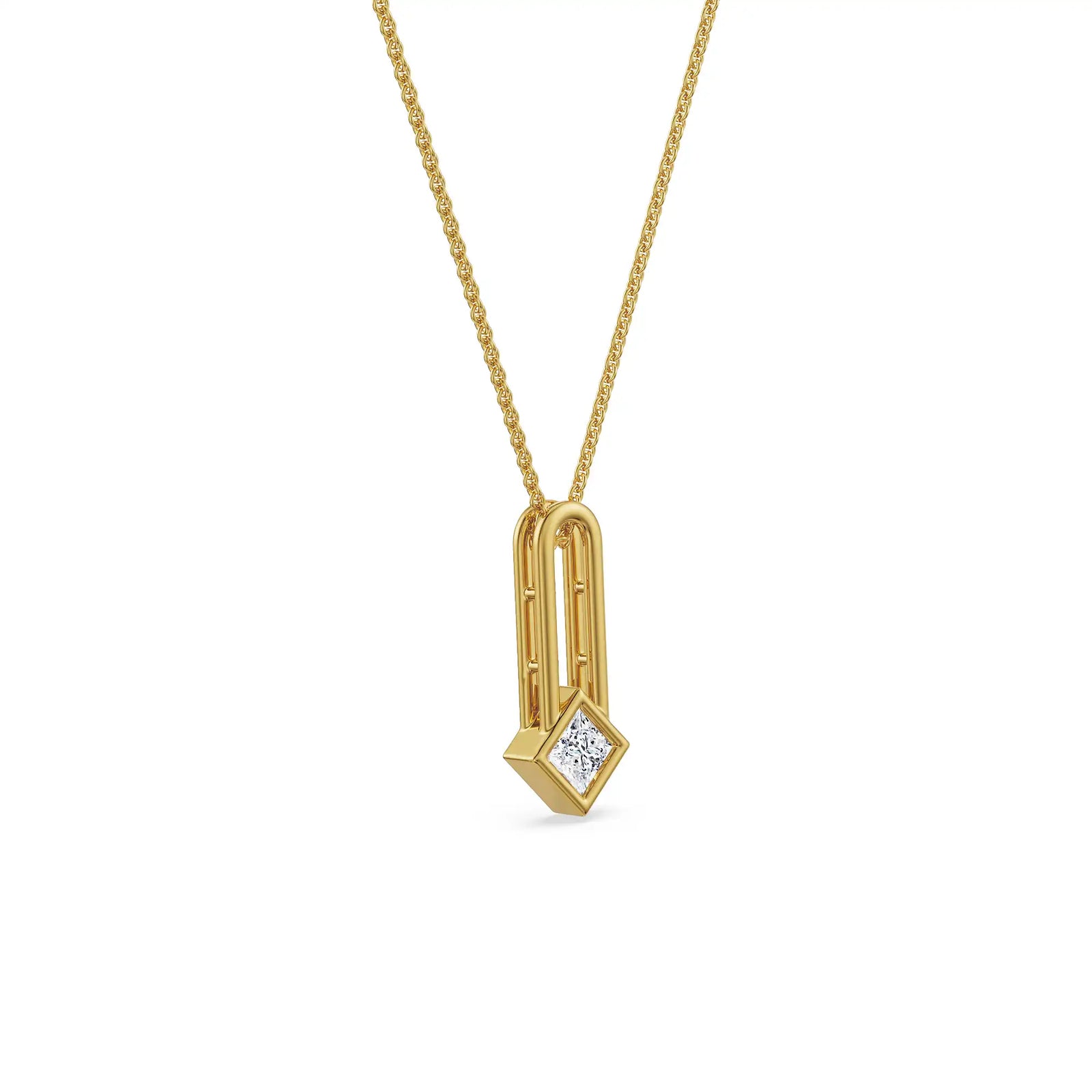 Anchor Princess Lab Grown Diamond Pendant - Side view