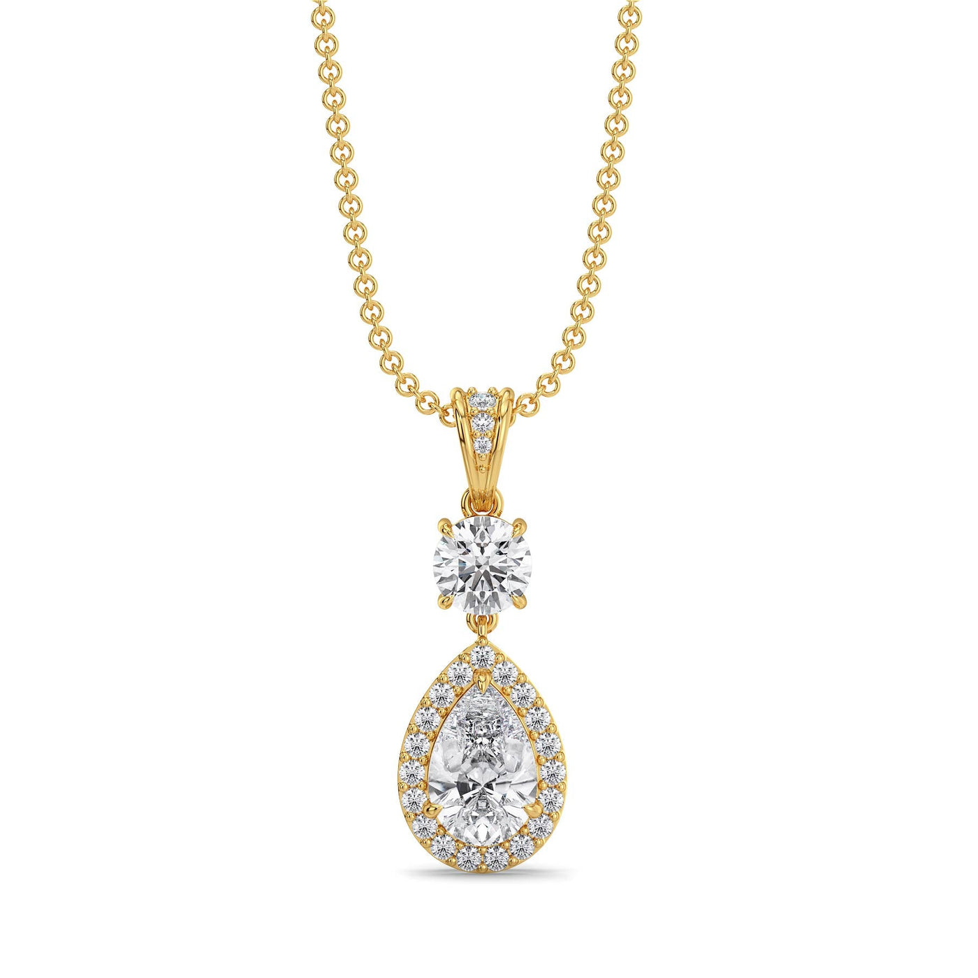 Halo Tear Drop Lab Grown Diamond Pendant