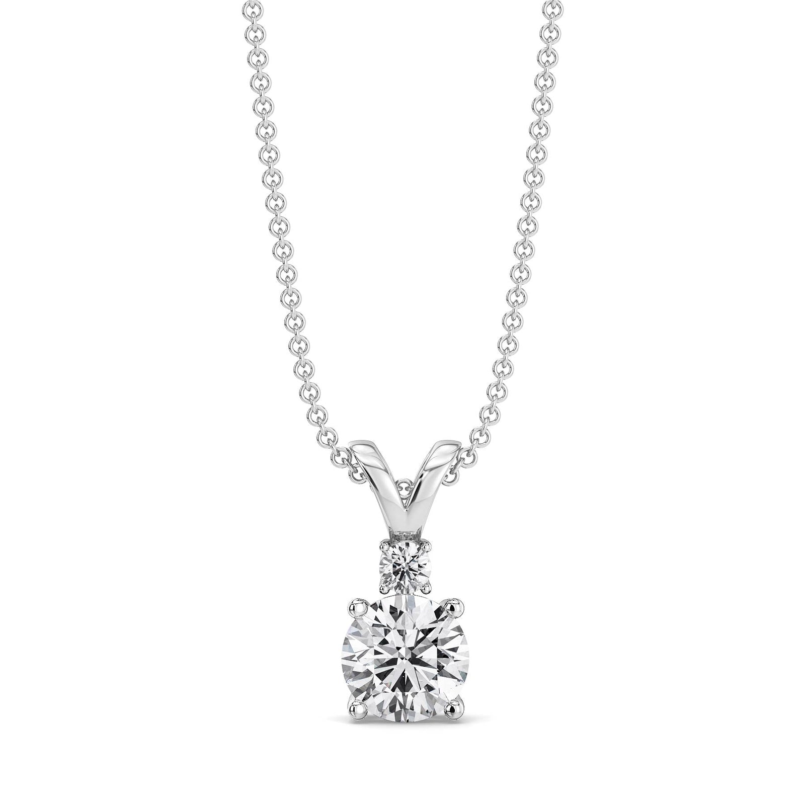 Dual Solitaire Lab Grown Diamond Pendant - front view in 9KT