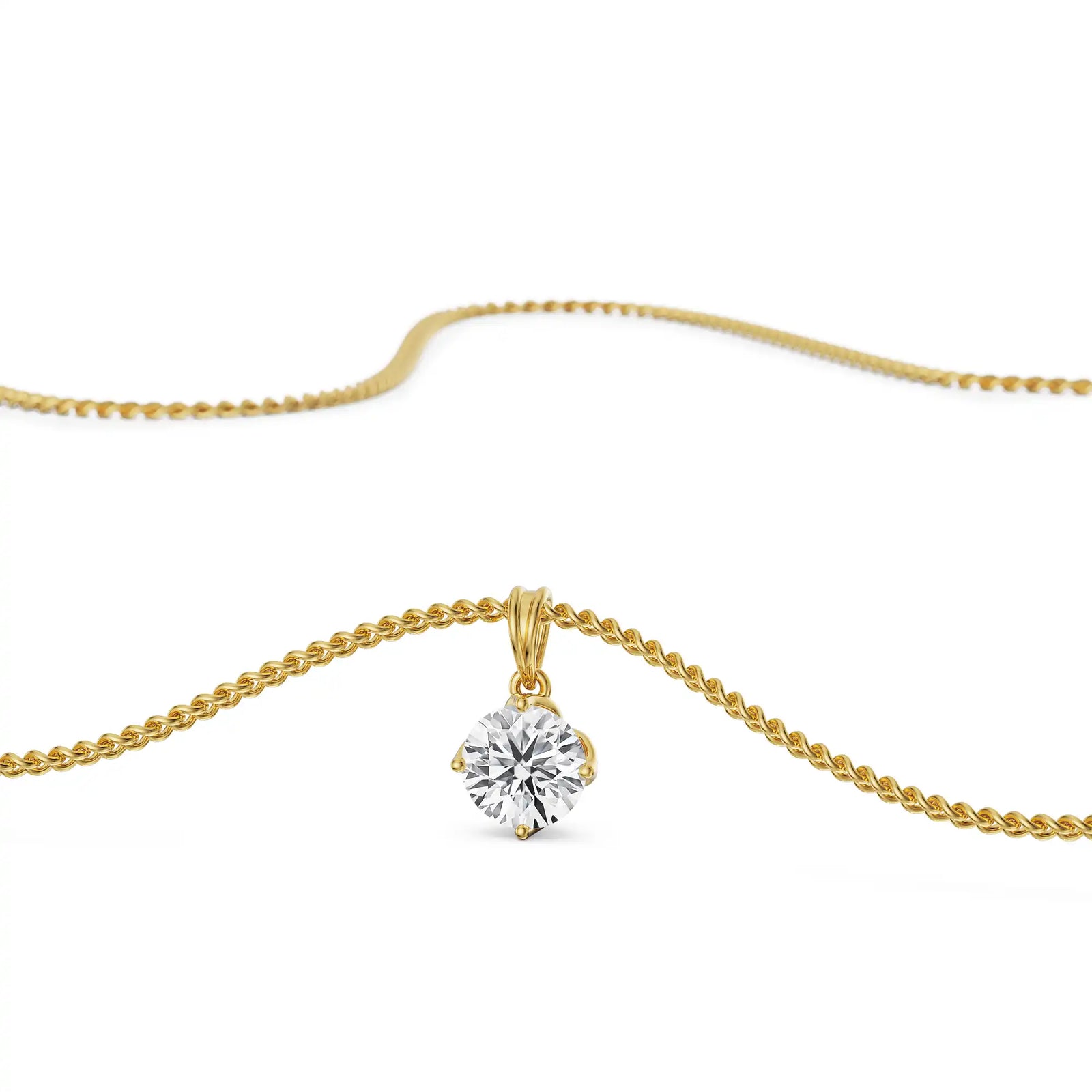 Anika Round Lab Grown Diamond Solitaire Pendant - Front view in 9KT