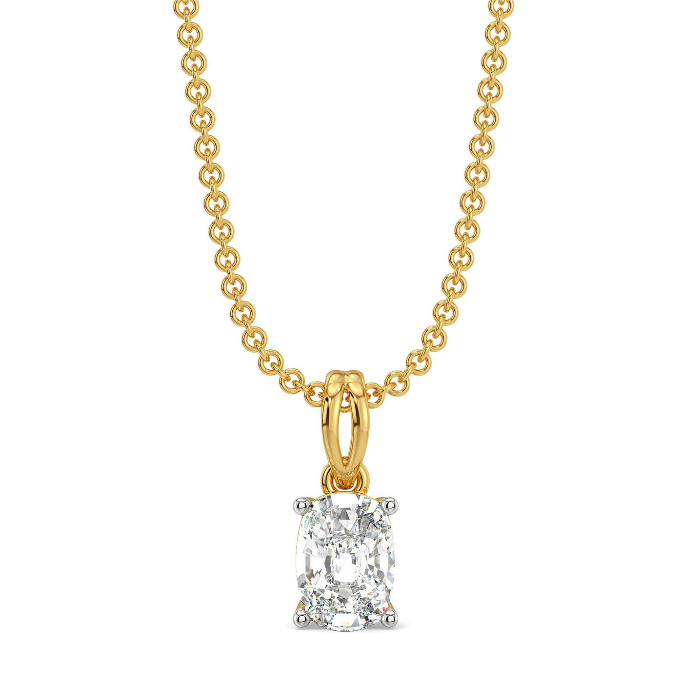 1 CT Cushion Lab Grown Diamond Solitaire Pendant