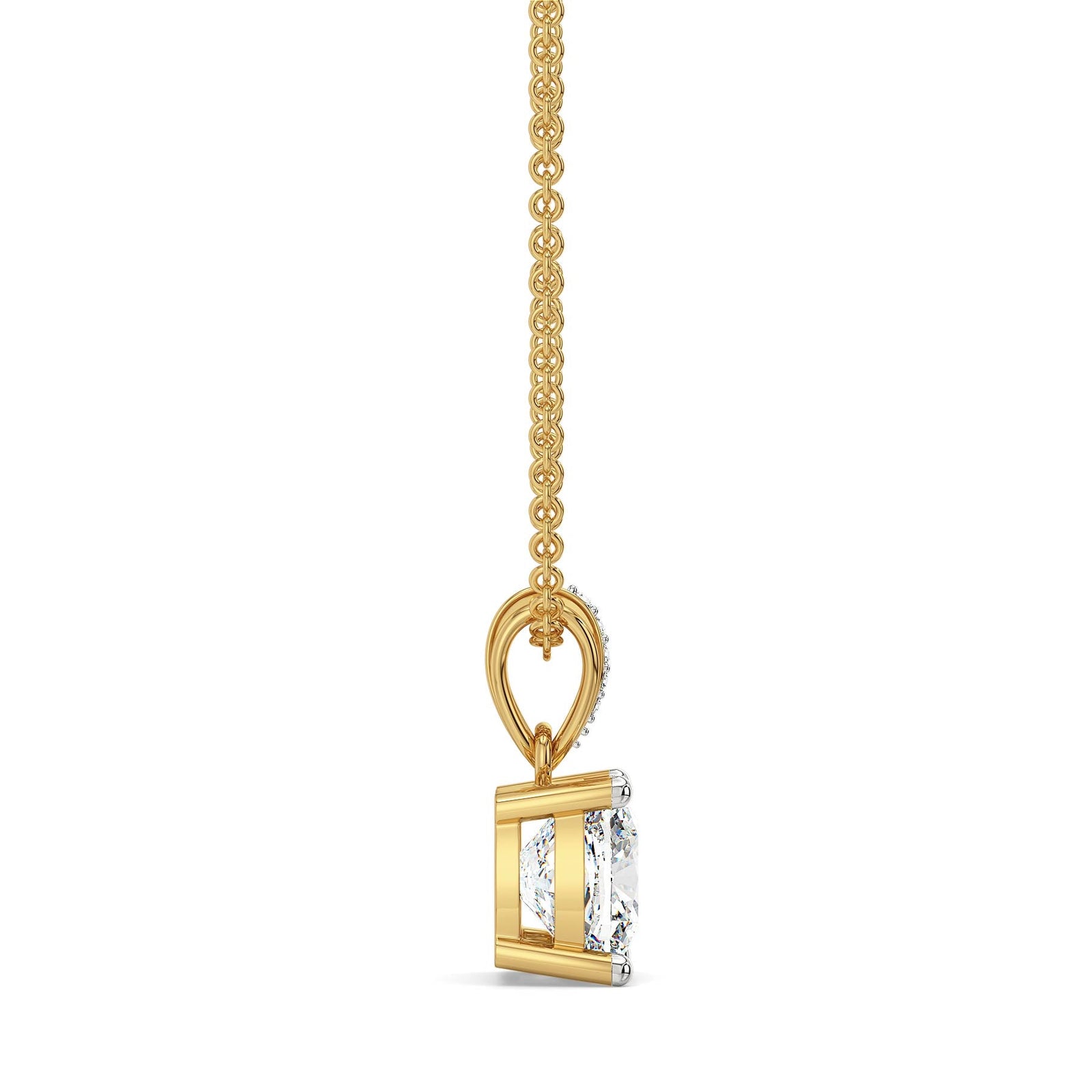 2 CT Cushion Lab Grown Diamond Solitaire Pendant 9KT