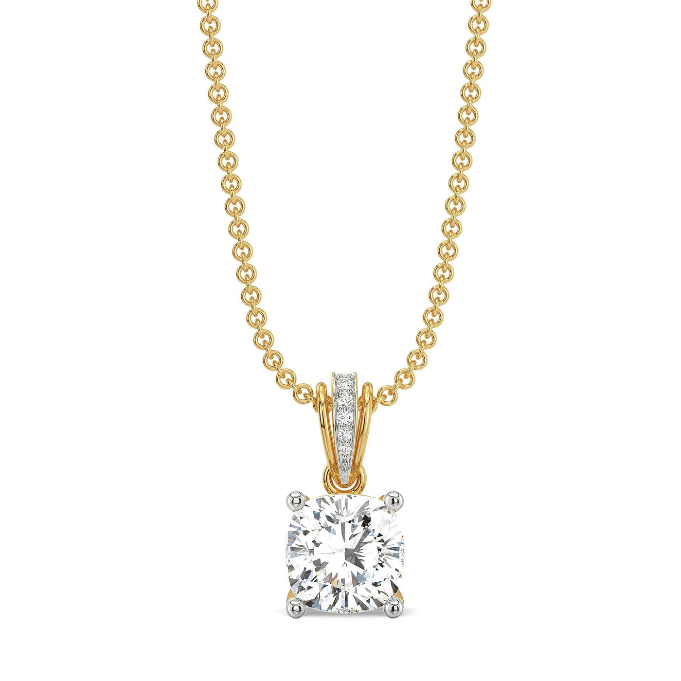 2 CT Cushion Lab Grown Diamond Solitaire Pendant 9KT