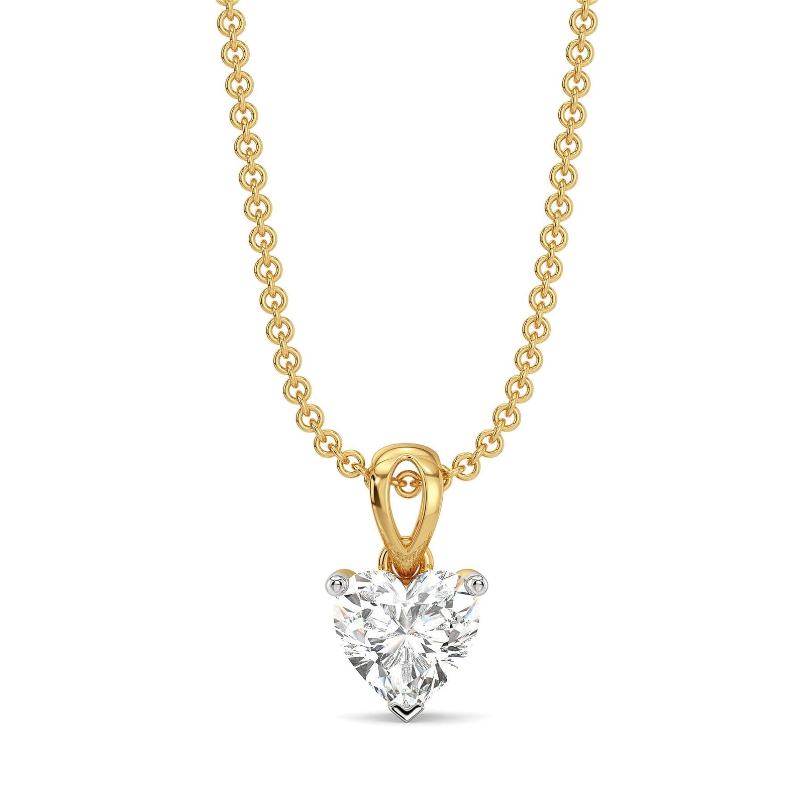 1 CT Heart Lab Grown Diamond Solitaire Pendant - front view in 9KT