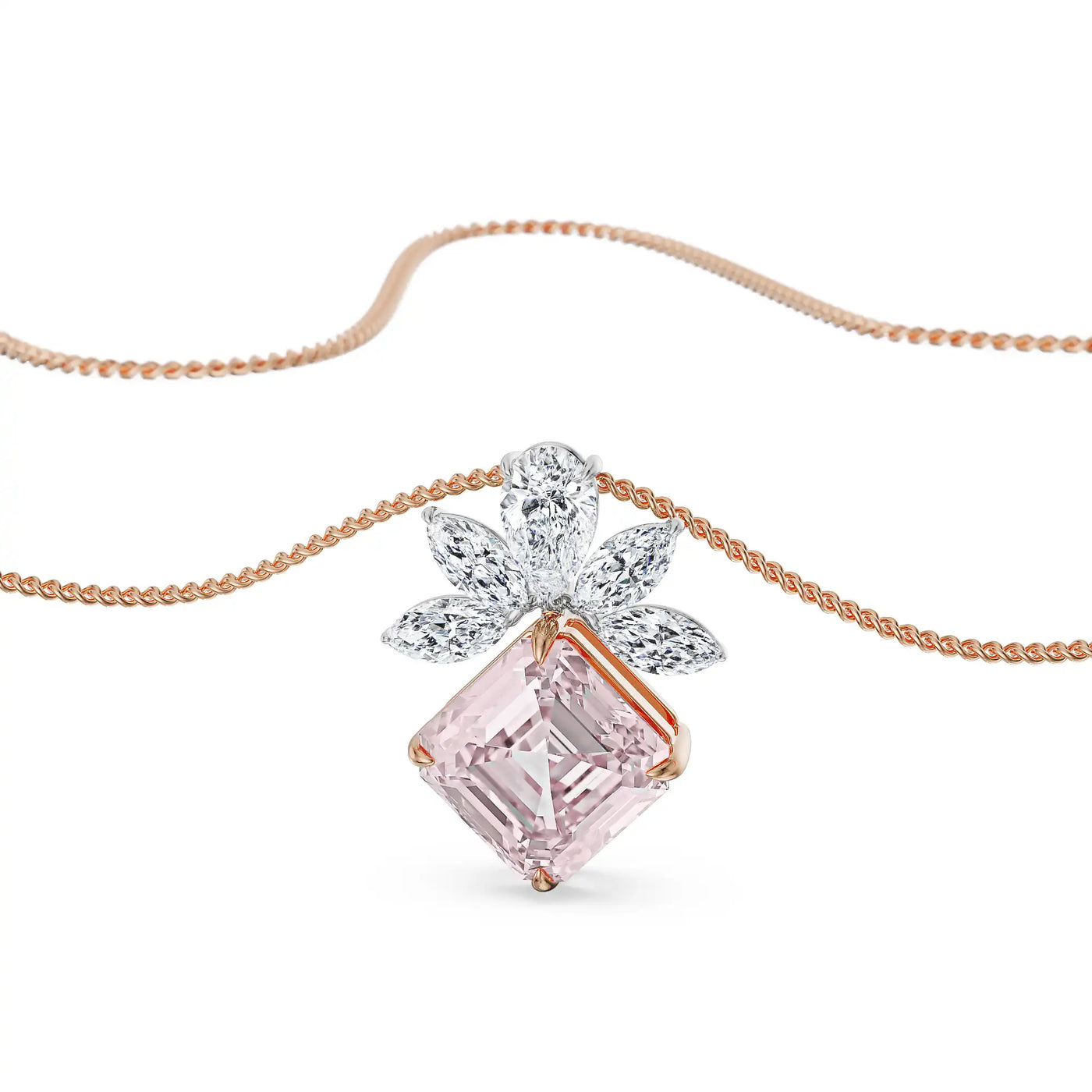 Floral Pink Lab Grown Diamond Pendant