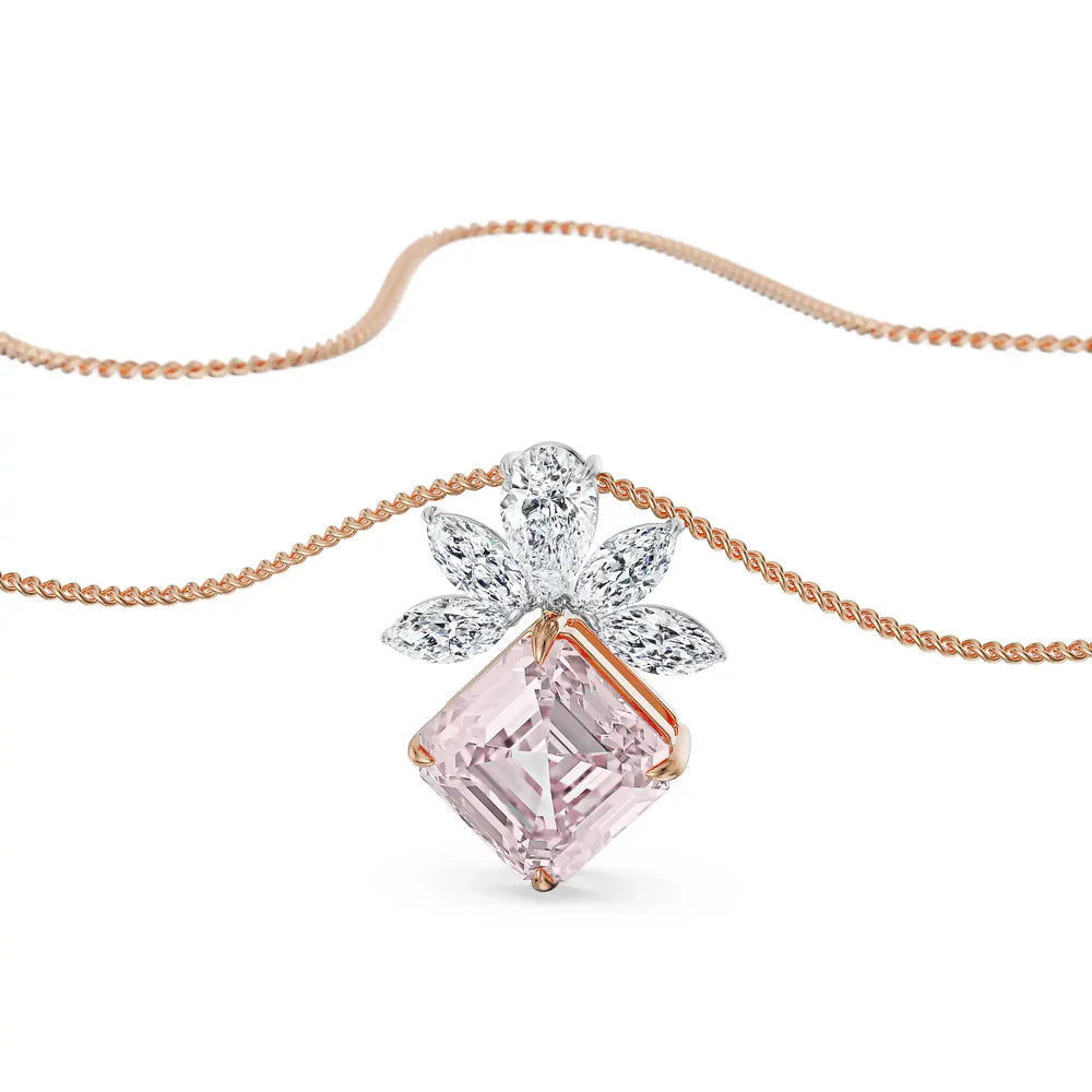 Floral Pink Lab Grown Diamond Pendant_in_stock
