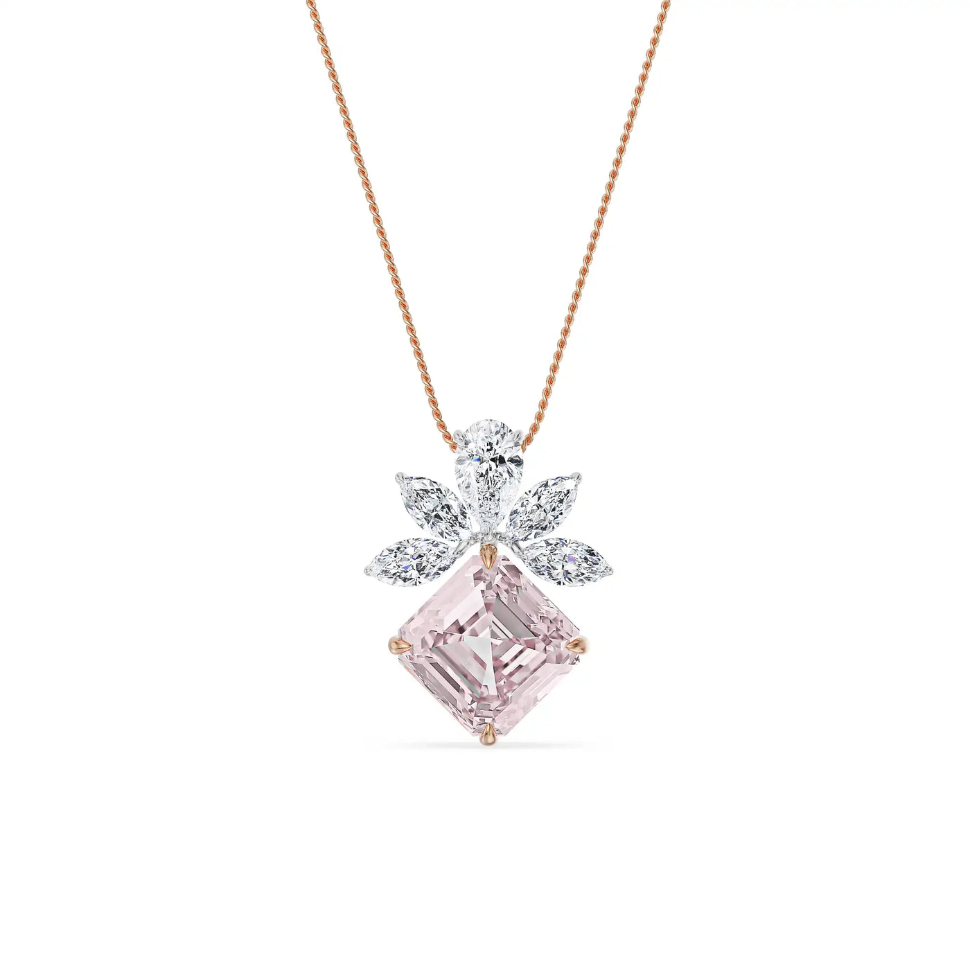 Floral Pink Lab Grown Diamond Pendant 9KT