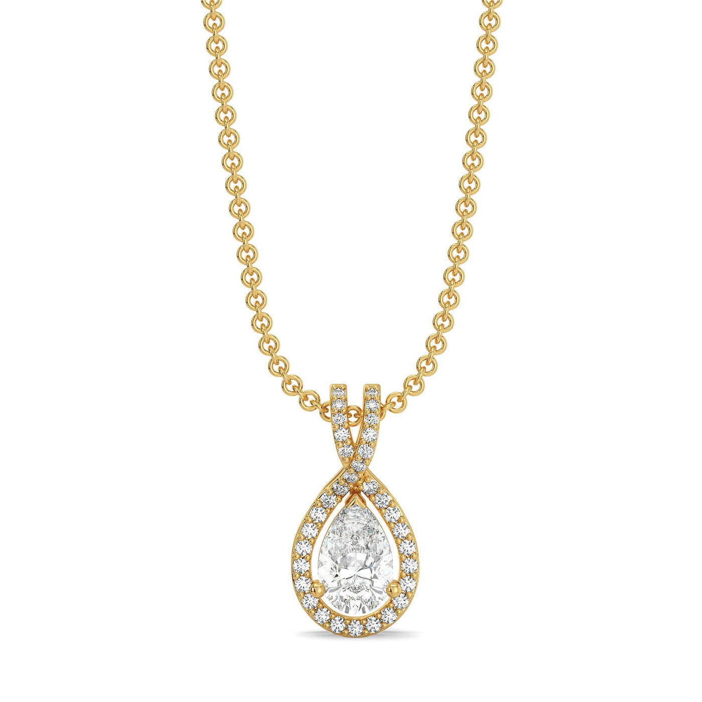 Pear Halo Lab Grown Diamond Solitaire Pendant