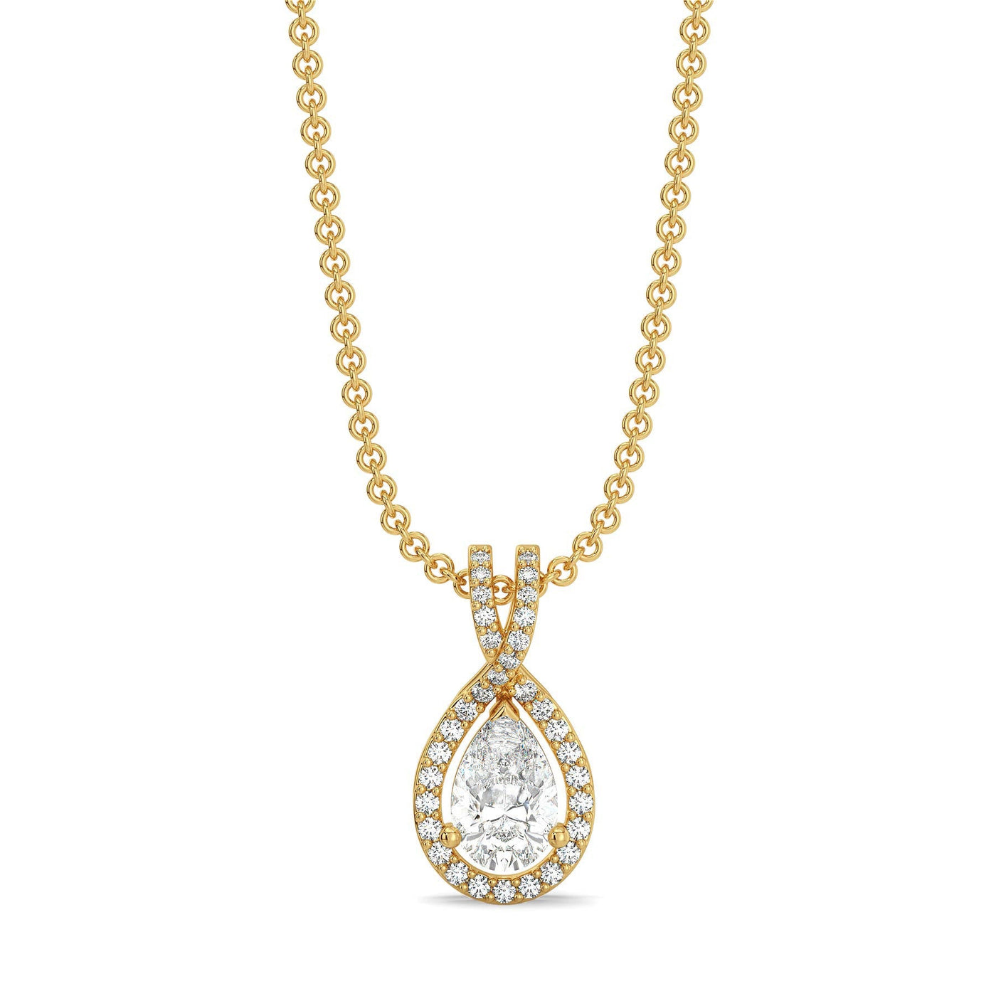Pear Halo Lab Grown Diamond Solitaire Pendant 9KT