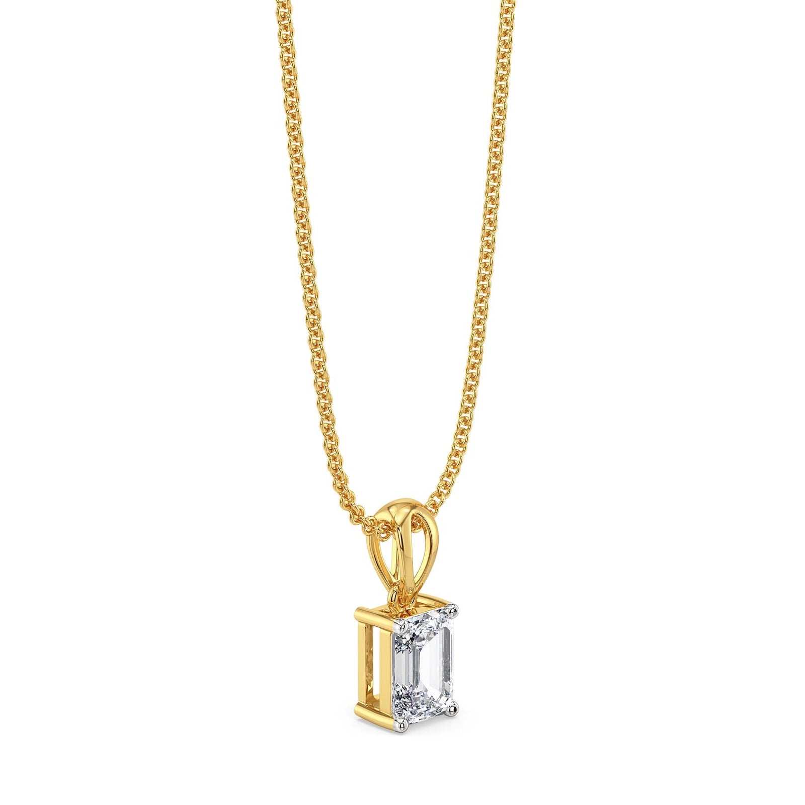 1 CT Elite Emerald Lab Grown Diamond Pendant - side view