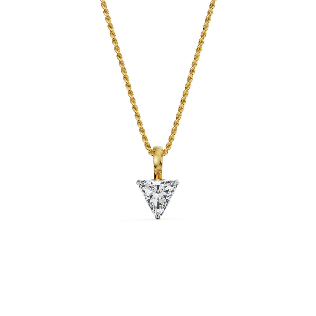 2 CT Trillion Lab Grown Diamond Pendant- front view in 9KT