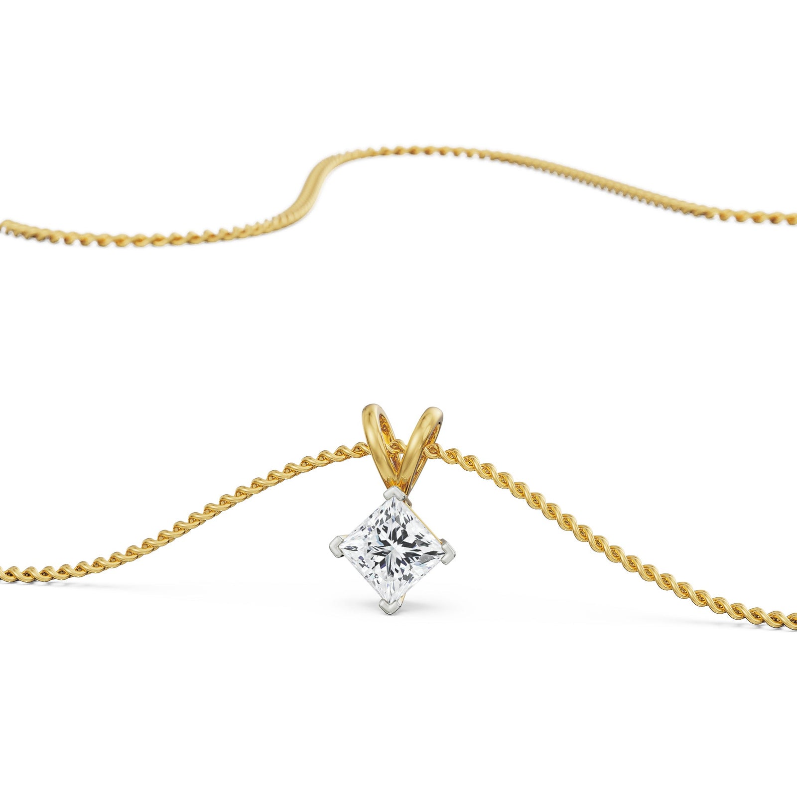2 CT Princess Lab Grown Diamond Pendant - Top View