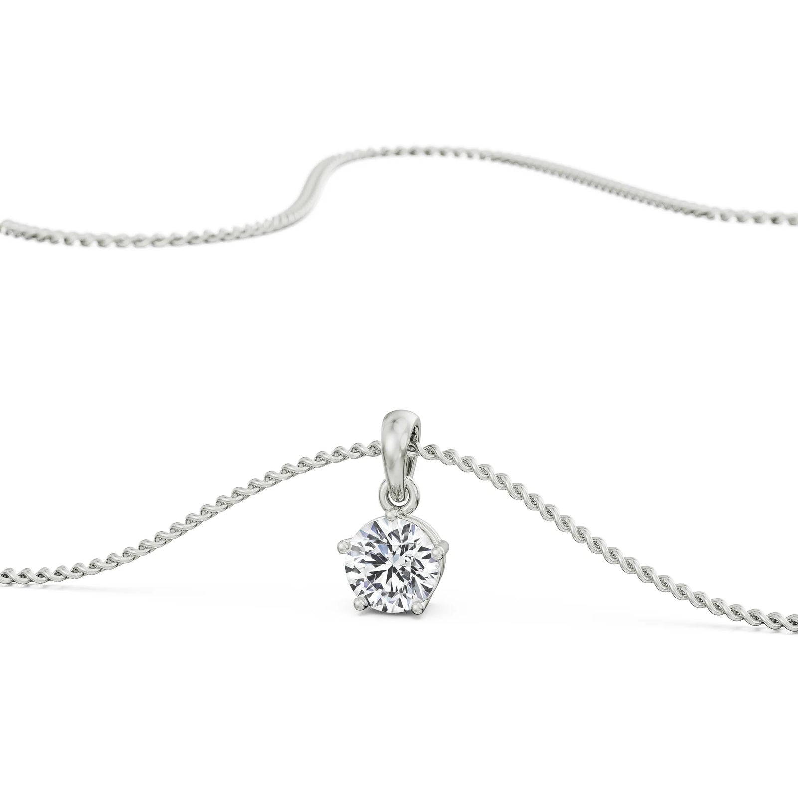 2 CT Bright Round Lab Grown Diamond Pendant - Top View