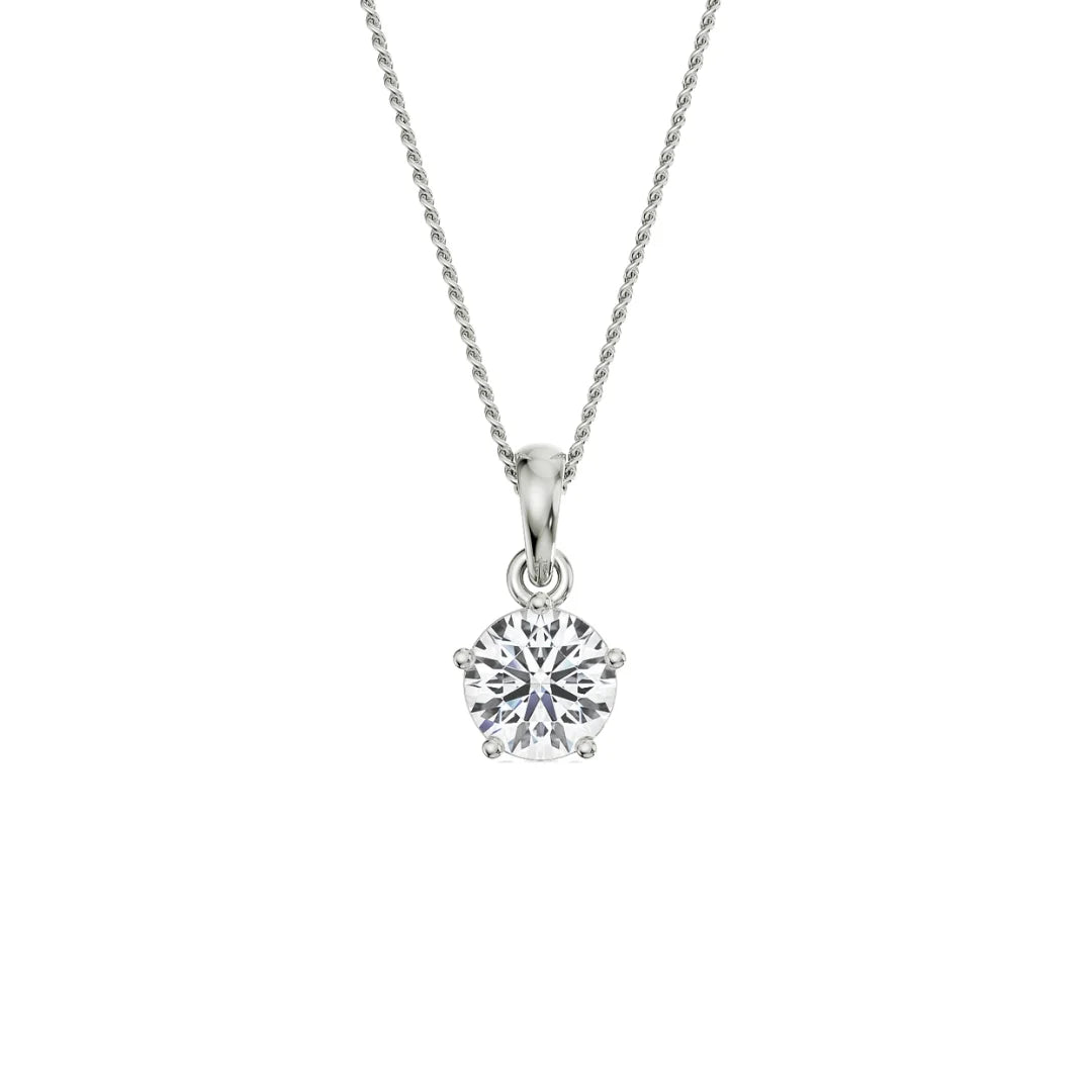 2 CT Bright Round Lab Grown Diamond Pendant- front view