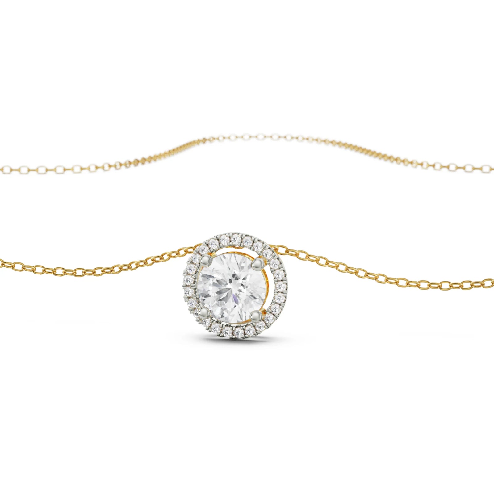 2 CT Round Halo Glistening Lab Diamond Pendant - Top View