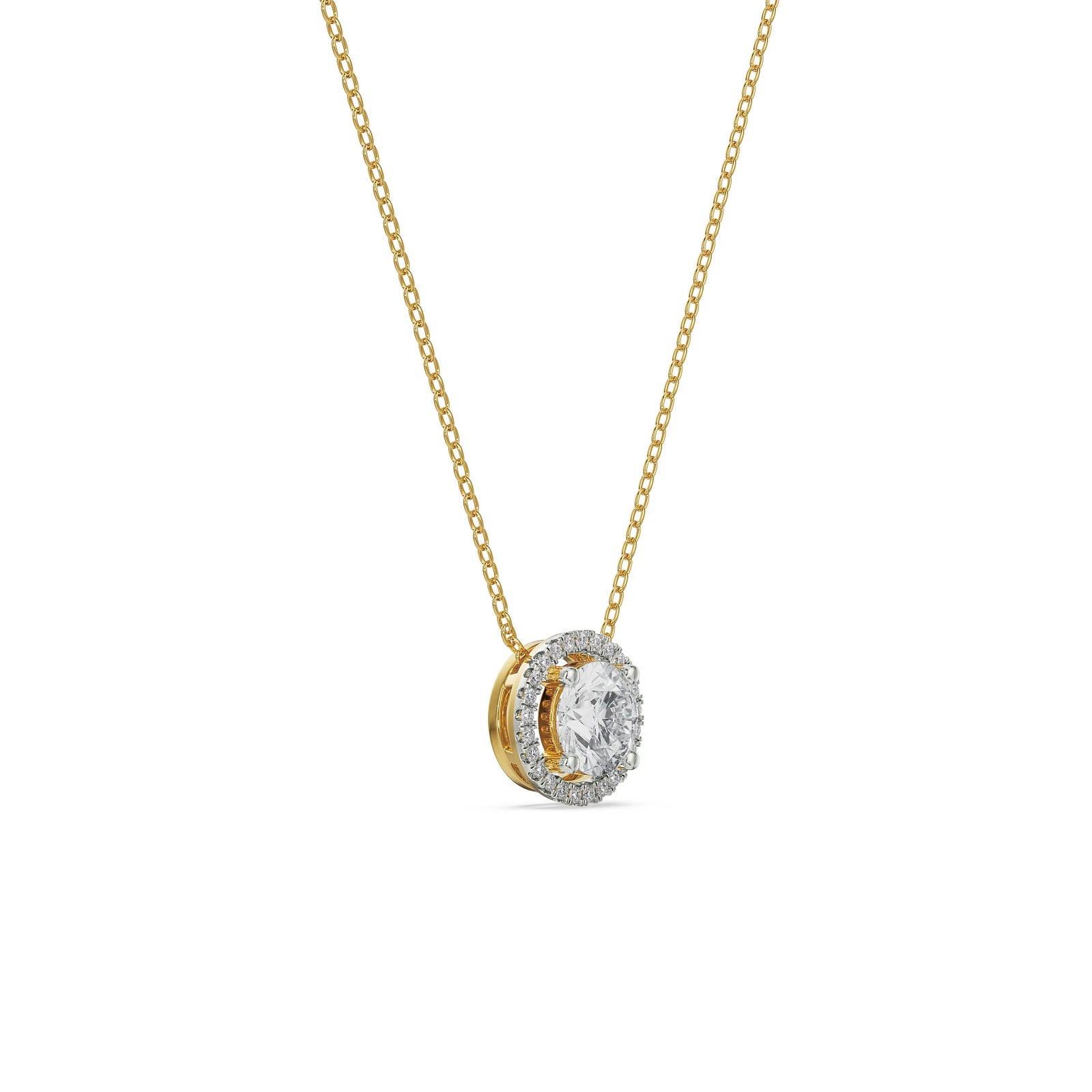 2 CT Round Halo Glistening Lab Diamond Pendant - Right View