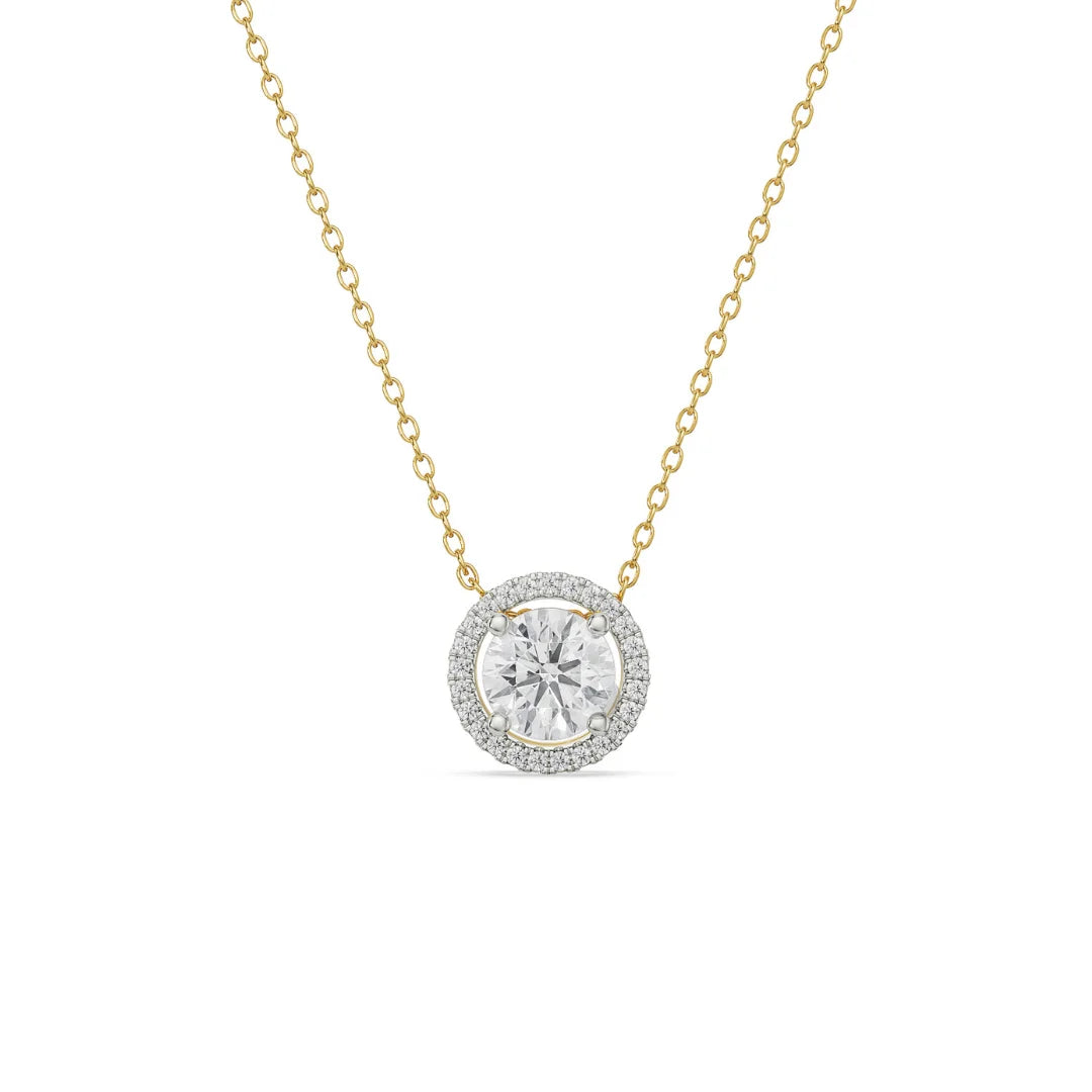 2 CT Round Halo Glistening Lab Diamond Pendant