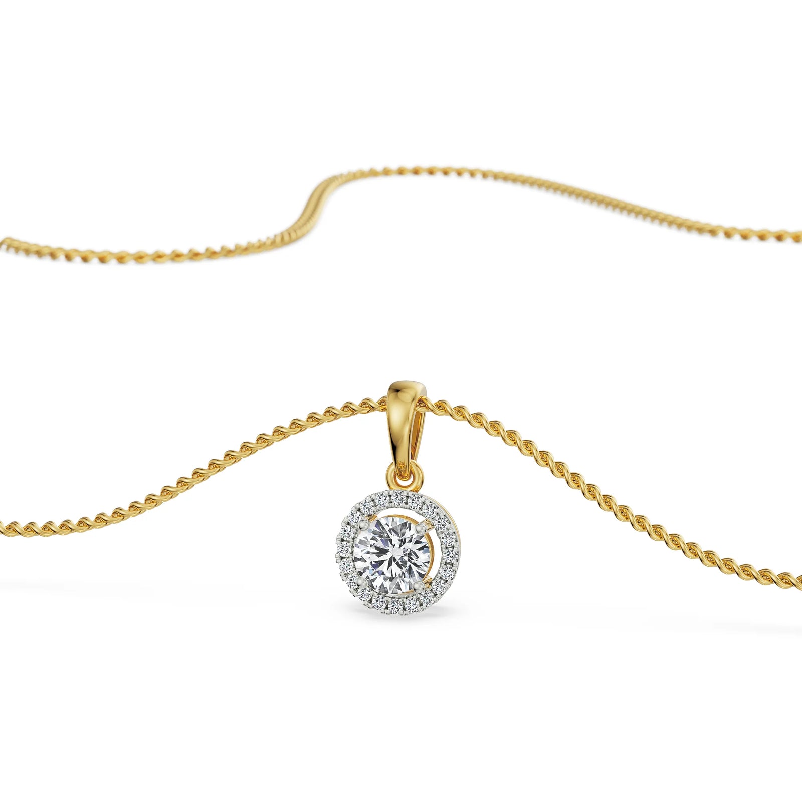 2 CT Bianca Halo Round Lab Diamond Pendant - top View