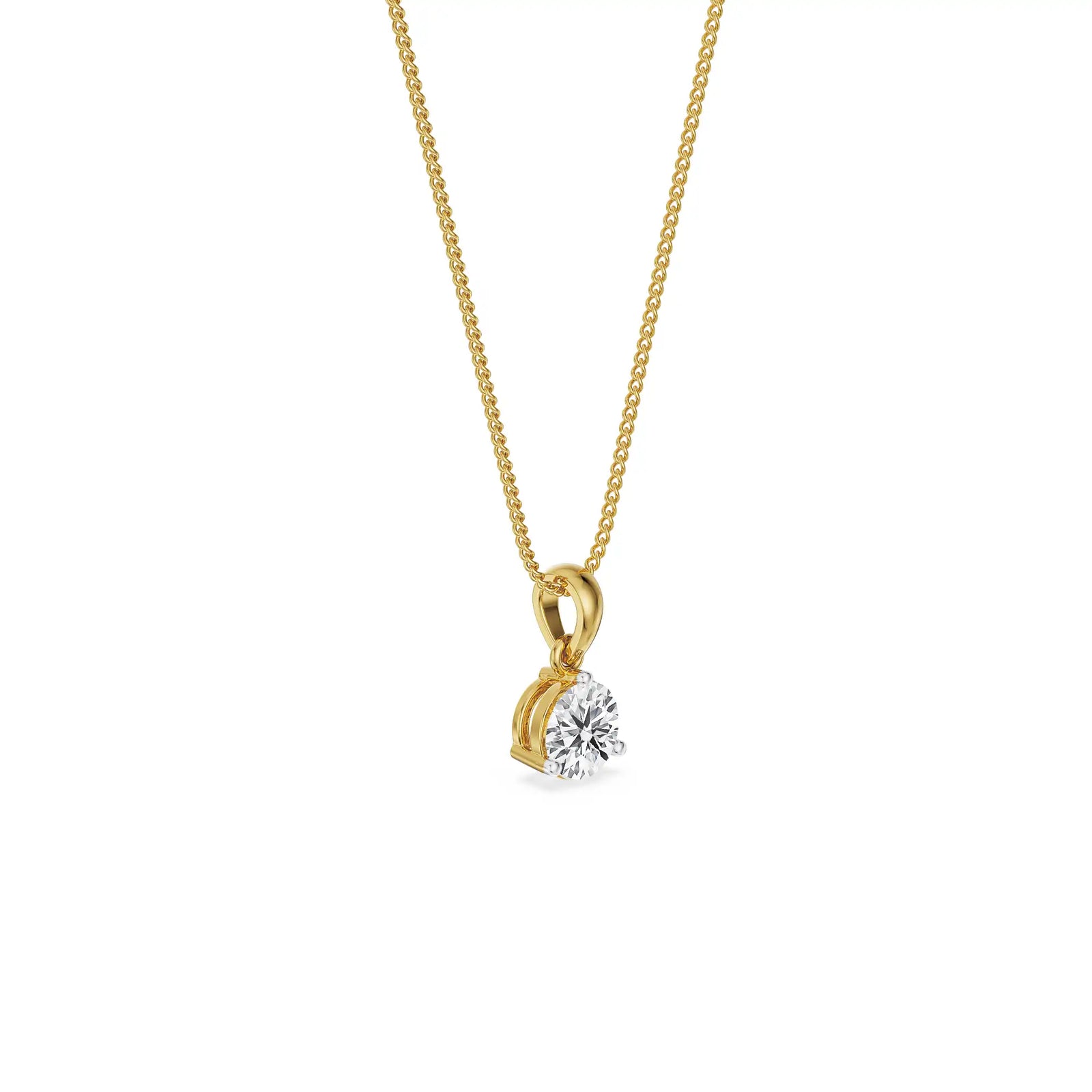 Three Prong 0.5 CT Lab Grown Diamond Pendant - Right View