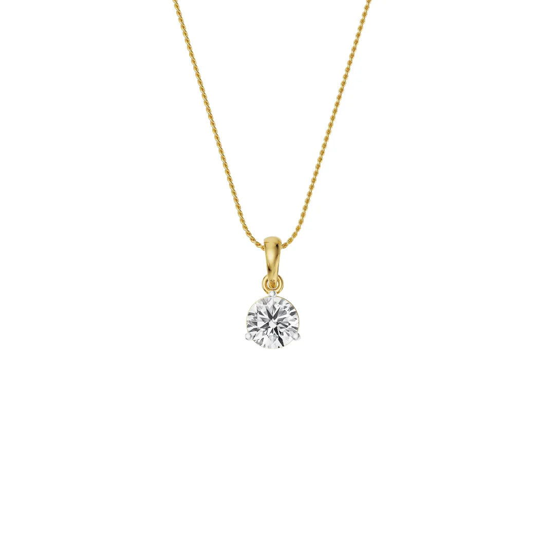 Three Prong 0.5 CT Lab Grown Diamond Pendant