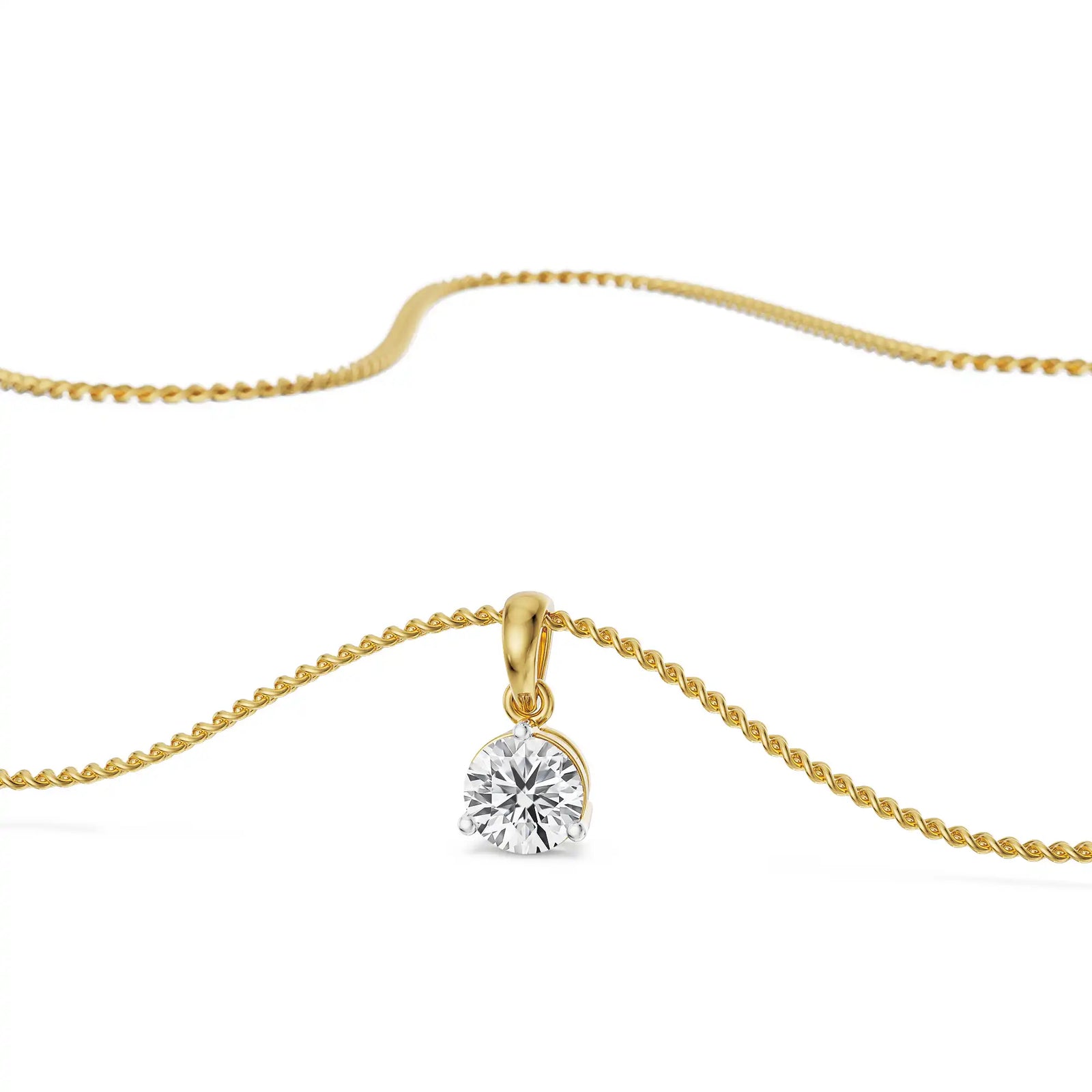 Three Prong 1.5 CT Lab Grown Diamond Pendant - Top View