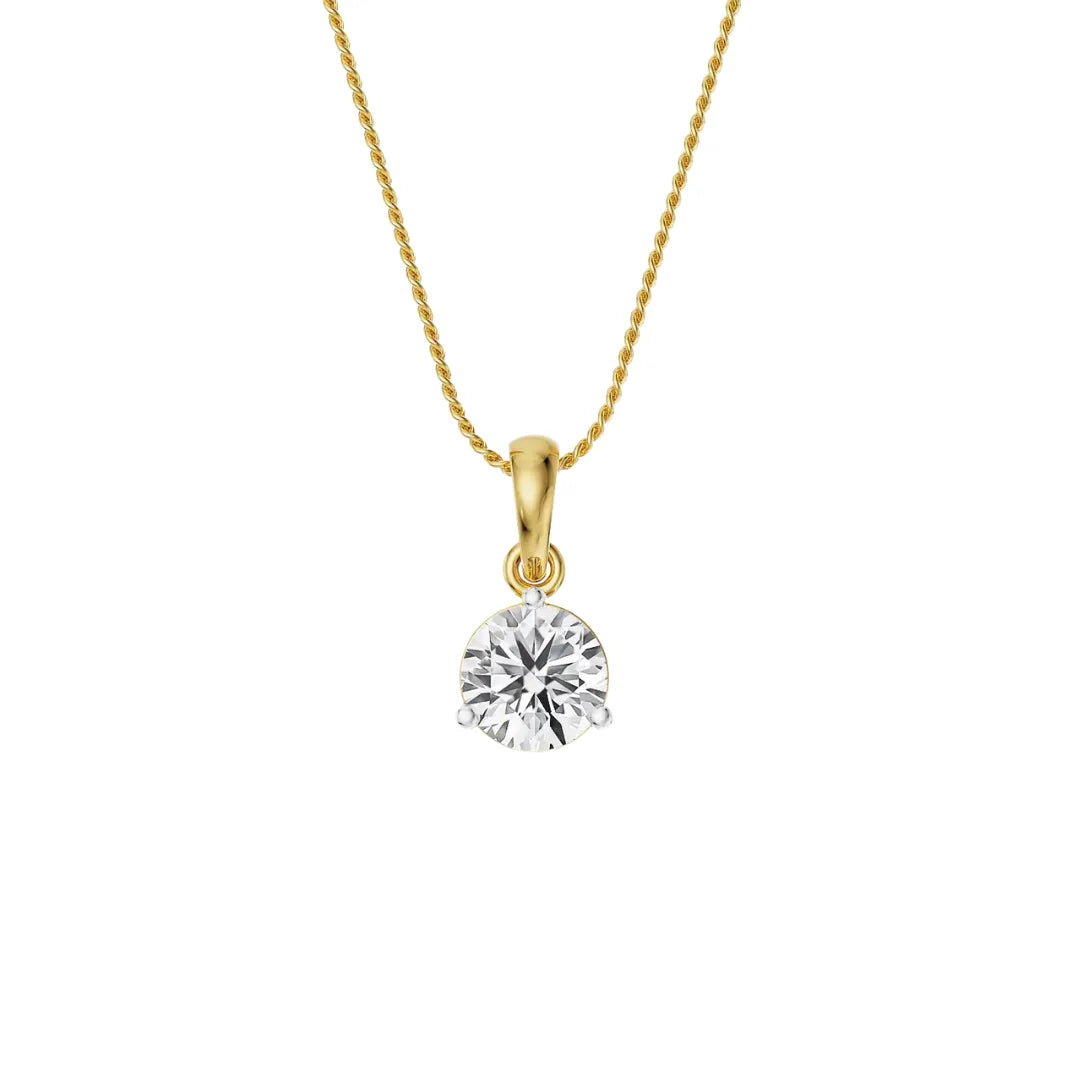 Three Prong 2 CT Lab Grown Diamond Pendant 9KT