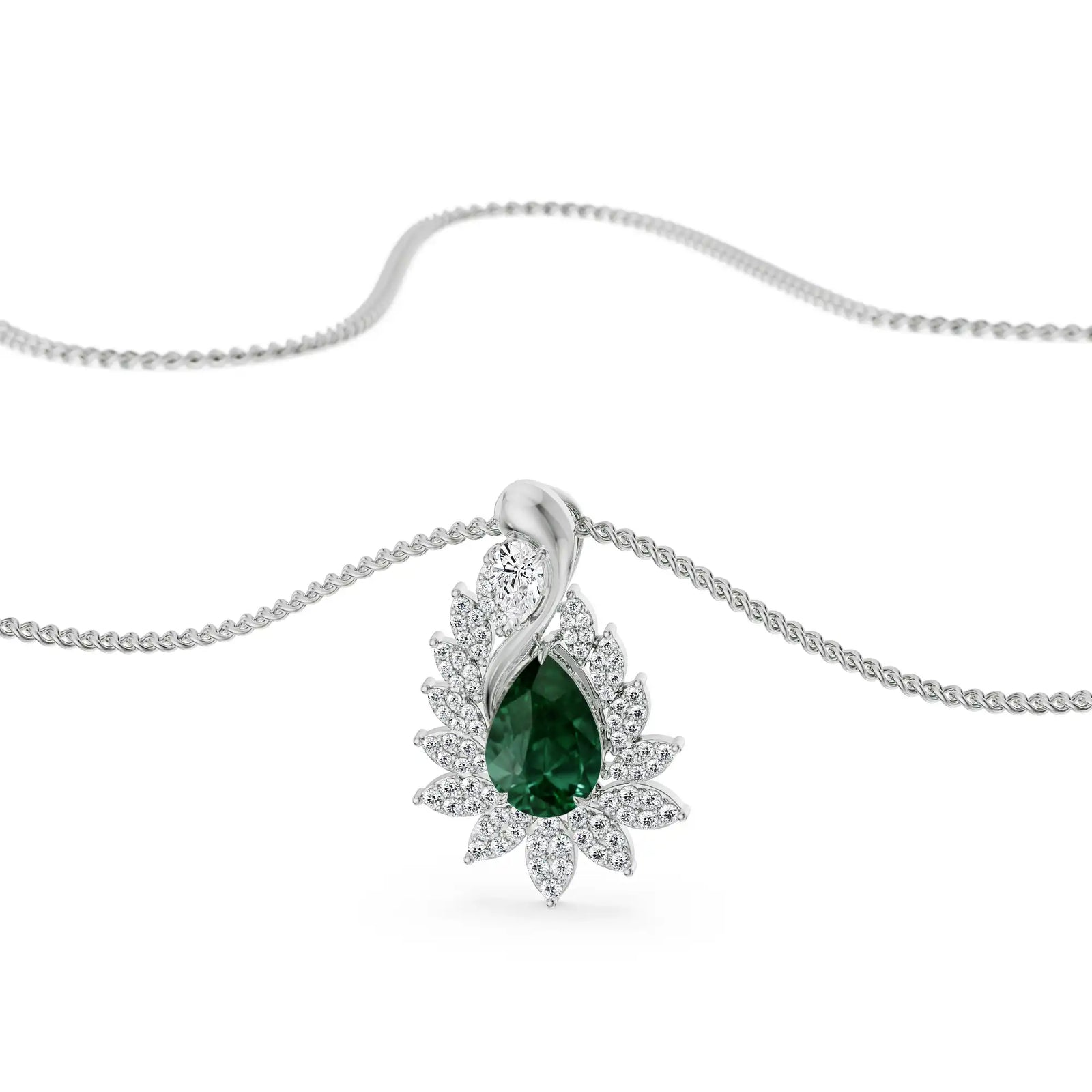 Geneva Emerald Lab Diamond Drop Pendant-top view