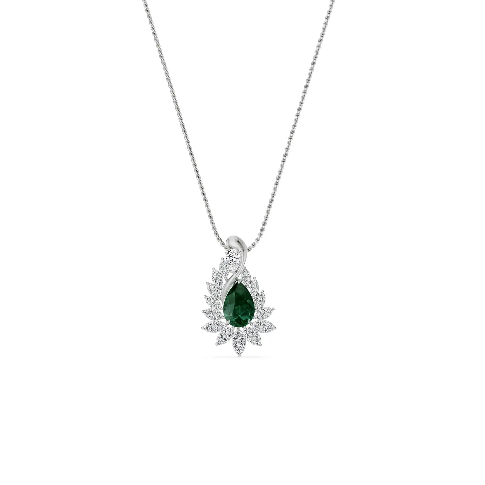 Geneva Emerald Lab Diamond Drop Pendant- front view