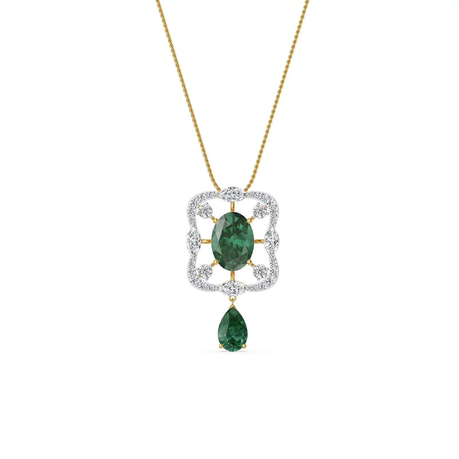 Romi Emerald Lab Diamond Pendant - perspective view