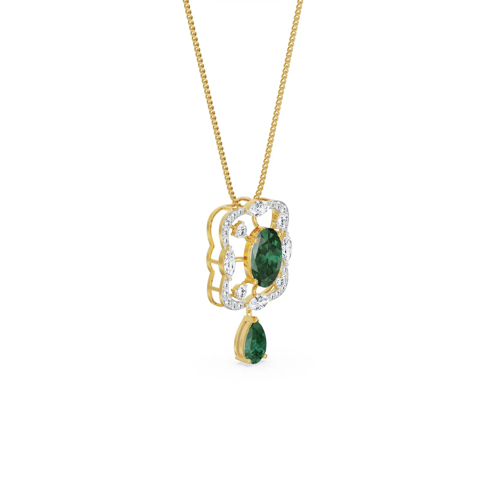 Romi Emerald Lab Diamond Pendant - side view