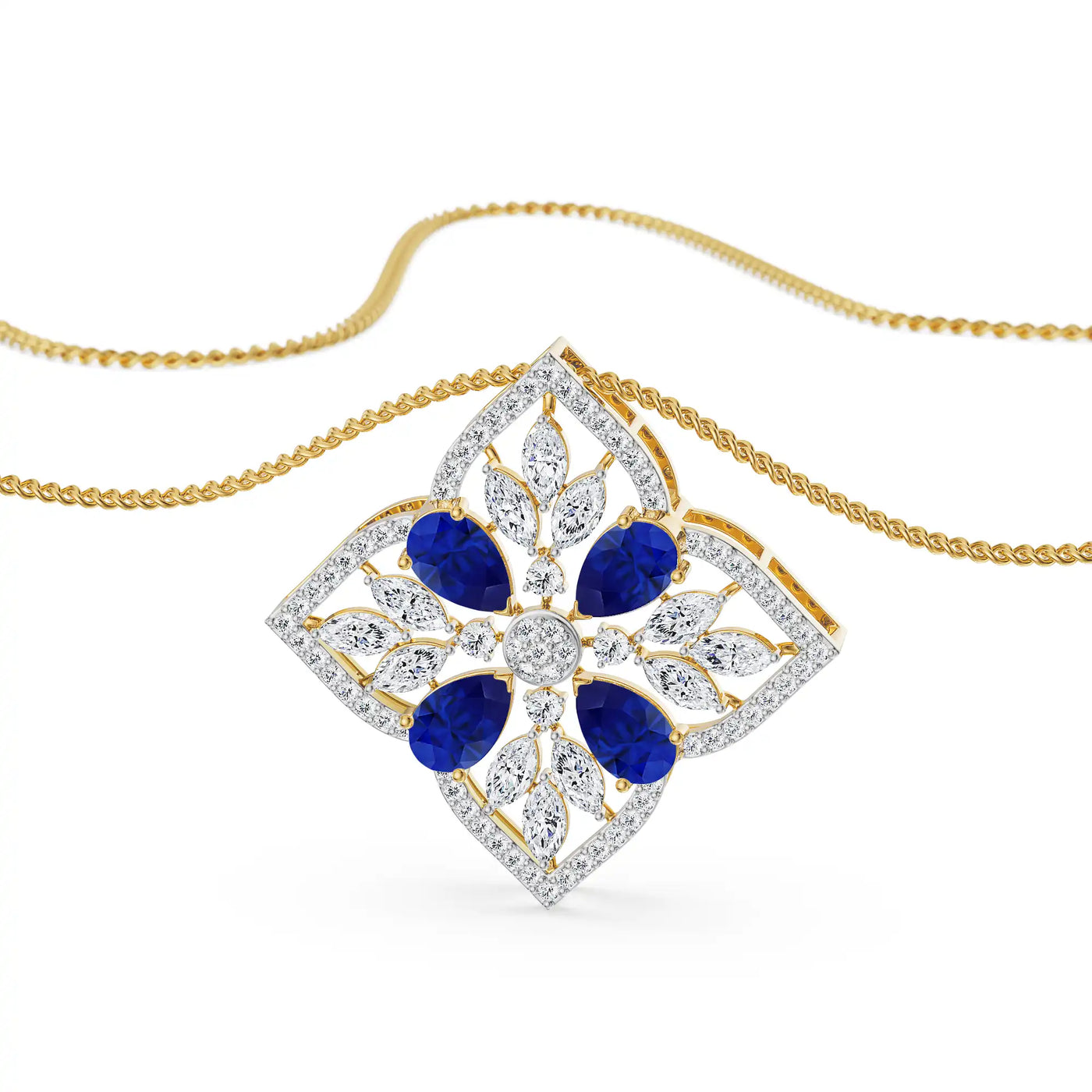 Blue Sapphire Lab Diamond Glamour Pendant