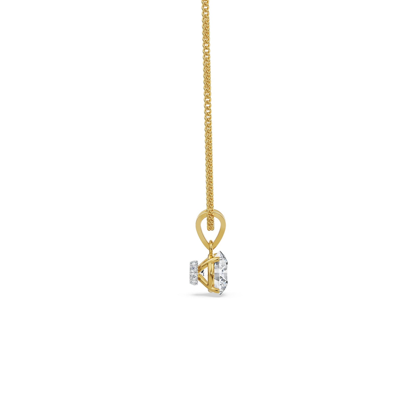 Old European Cut Lab Grown Diamond Pendant - side view