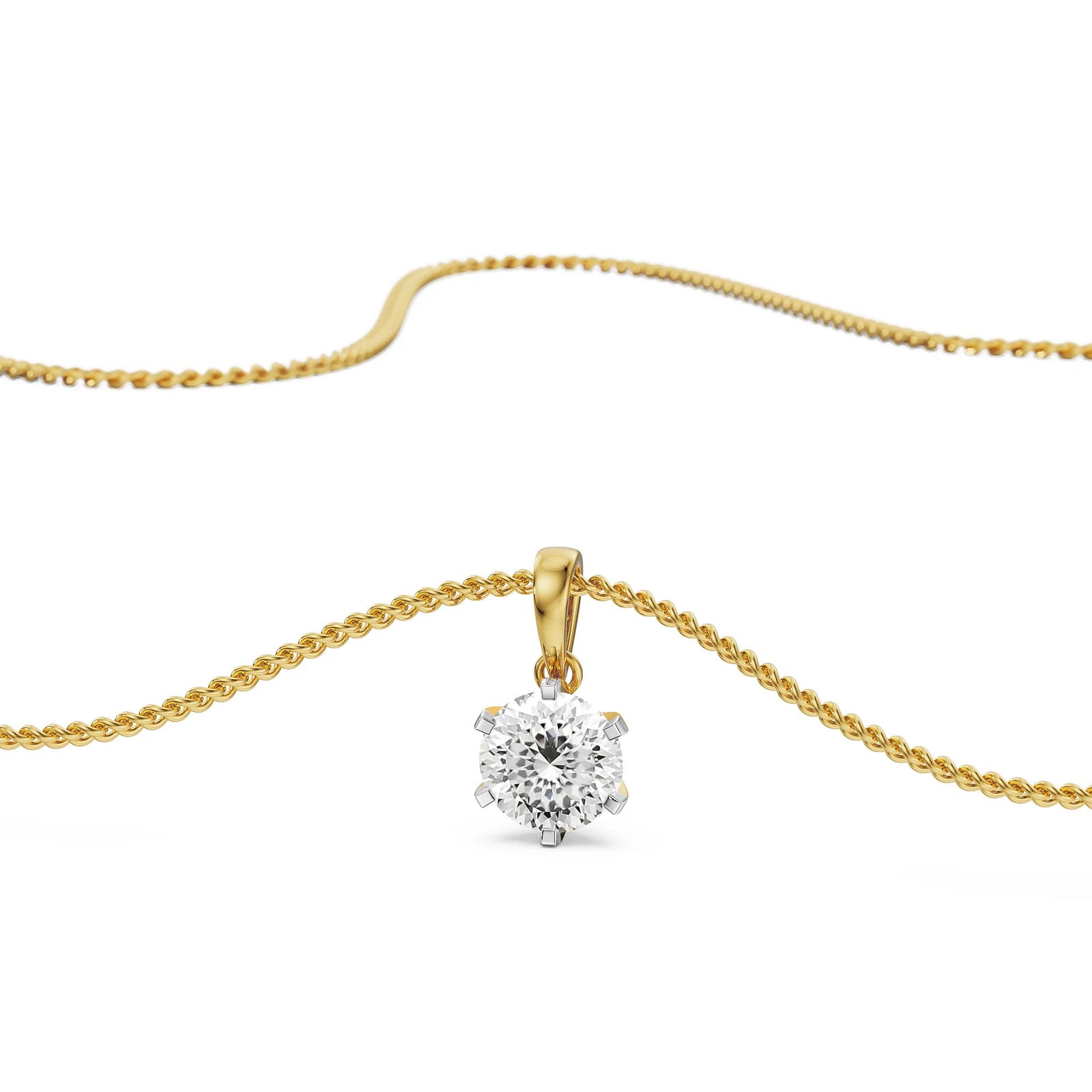 Portuguese Cut Solitaire Lab Grown Diamond Pendant - perspective view