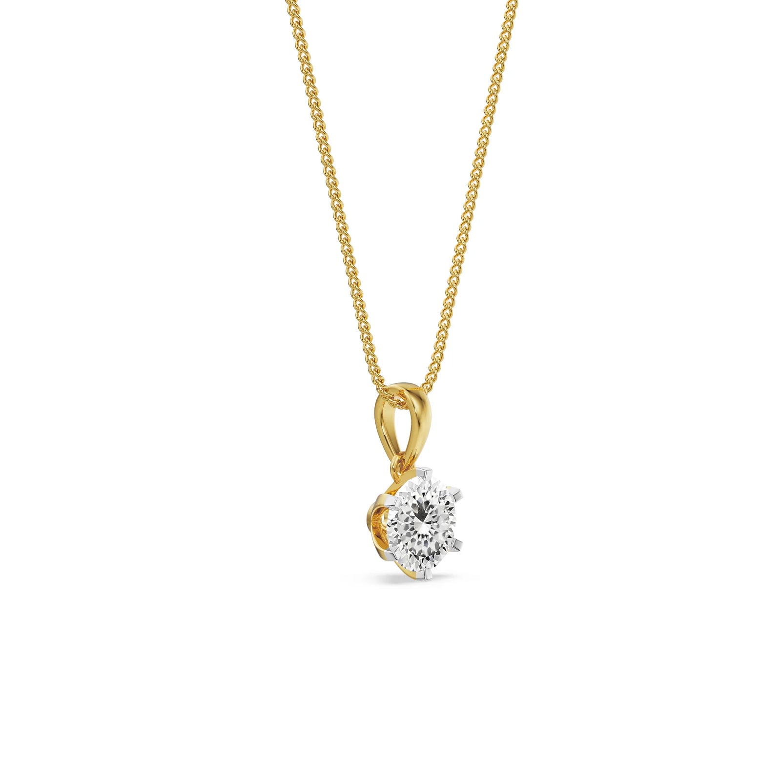 Portuguese Cut Solitaire Lab Grown Diamond Pendant - side view