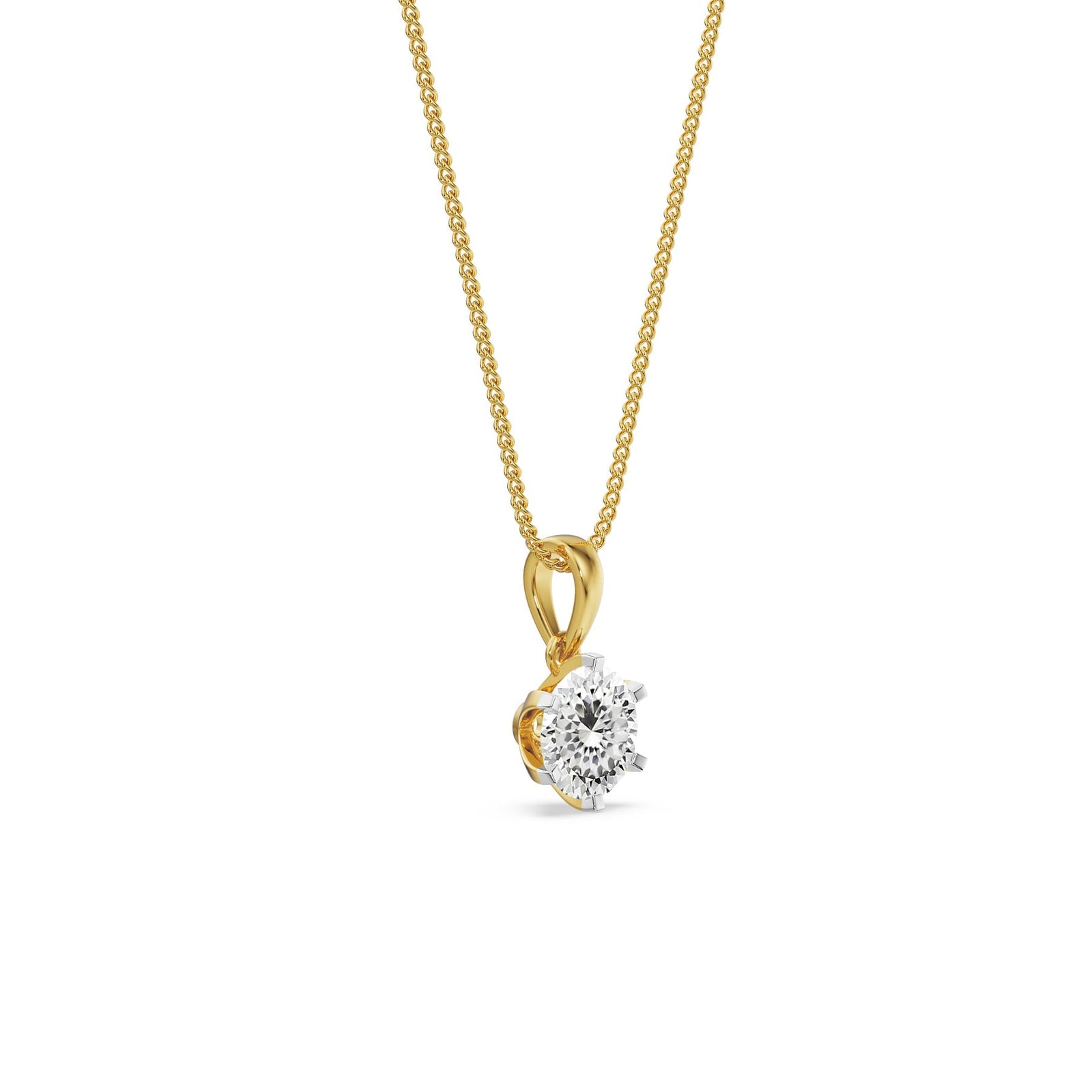 Portuguese Cut Solitaire Lab Grown Diamond Pendant - side view