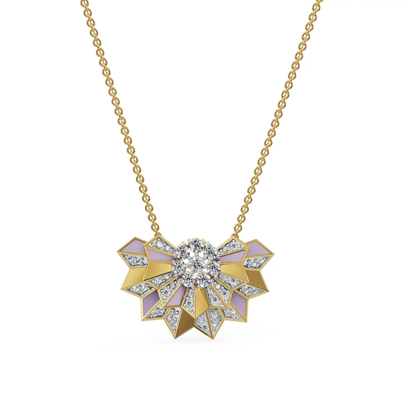 Lilac Prism Lab Grown Diamond Pendant - front view in 9KT