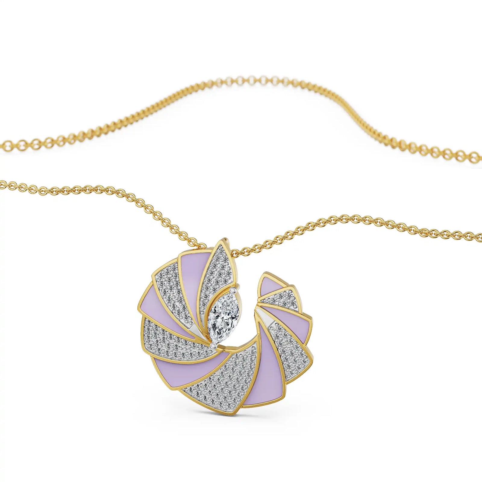 Opaline Orbit Lab Grown Diamond Pendant - top view