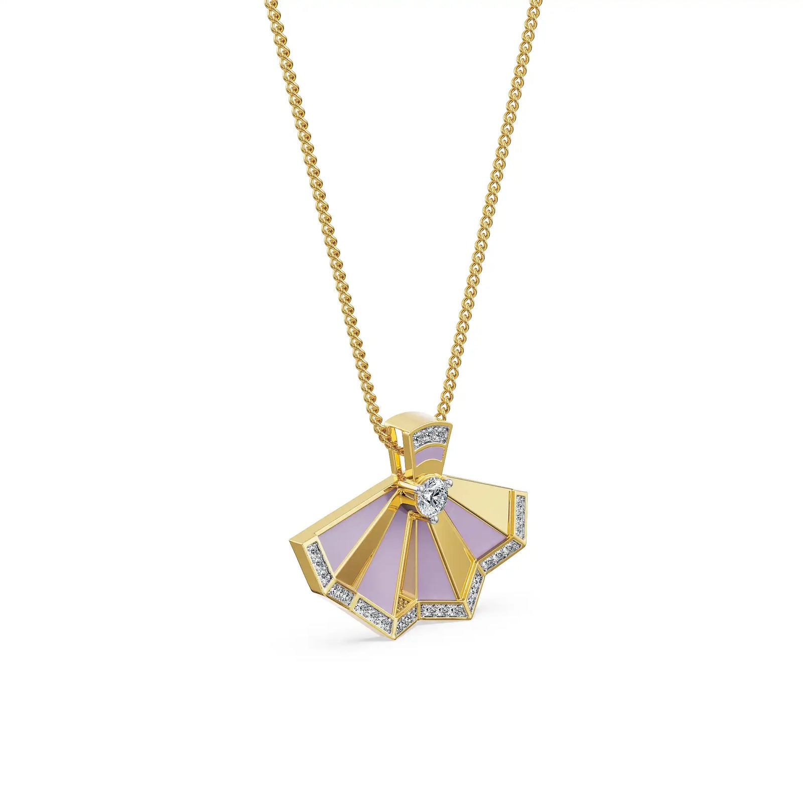 Lavender Gleam Lab Grown Diamond Pendant - side view