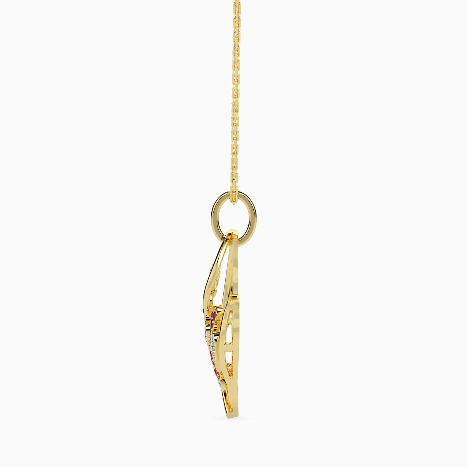 Heart Mosaic Diamond Pendant Side View