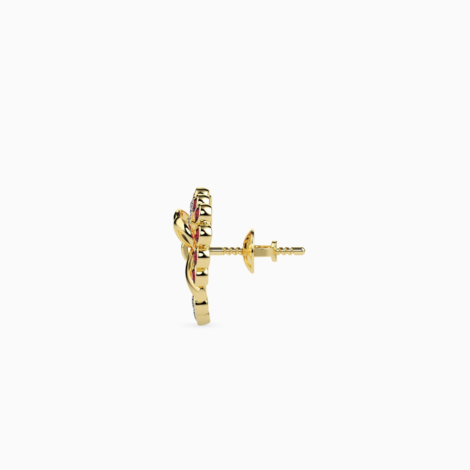 Bow and Heart Stud Earrings Side view