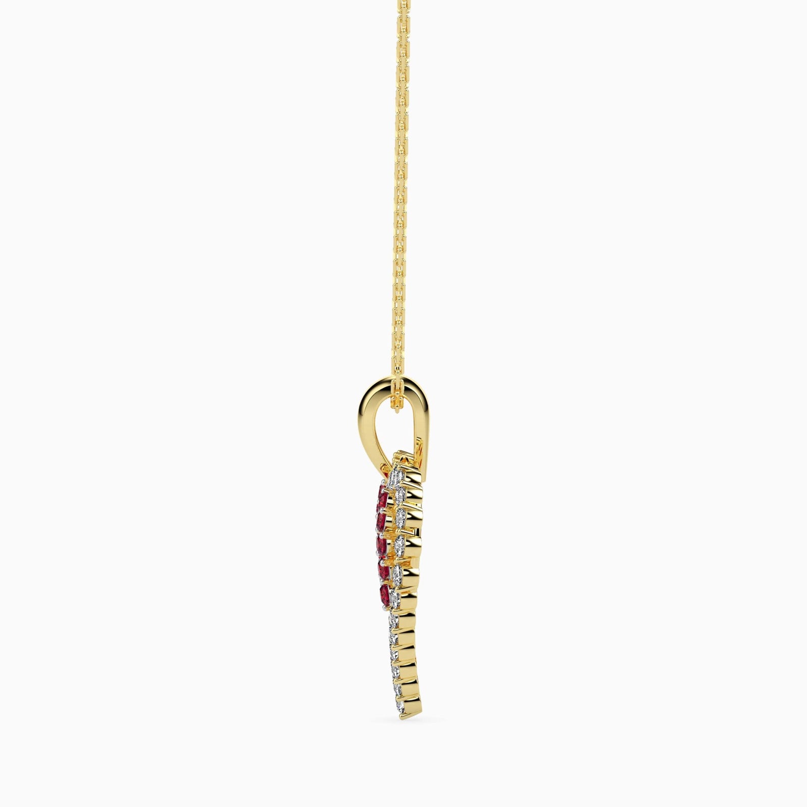 Ritzy Ruby and Diamond Heart Pendant Side view