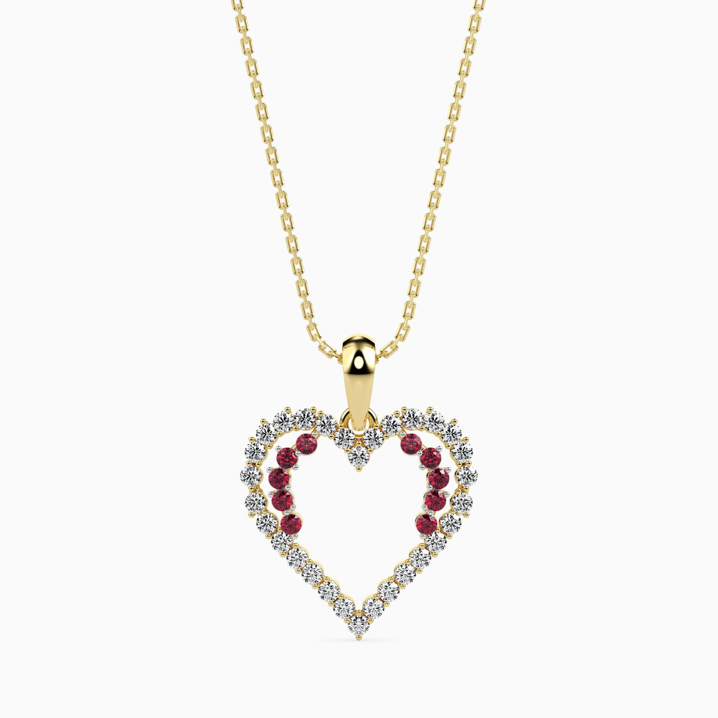 Ritzy Ruby and Lab Diamond Heart Pendant 9KT